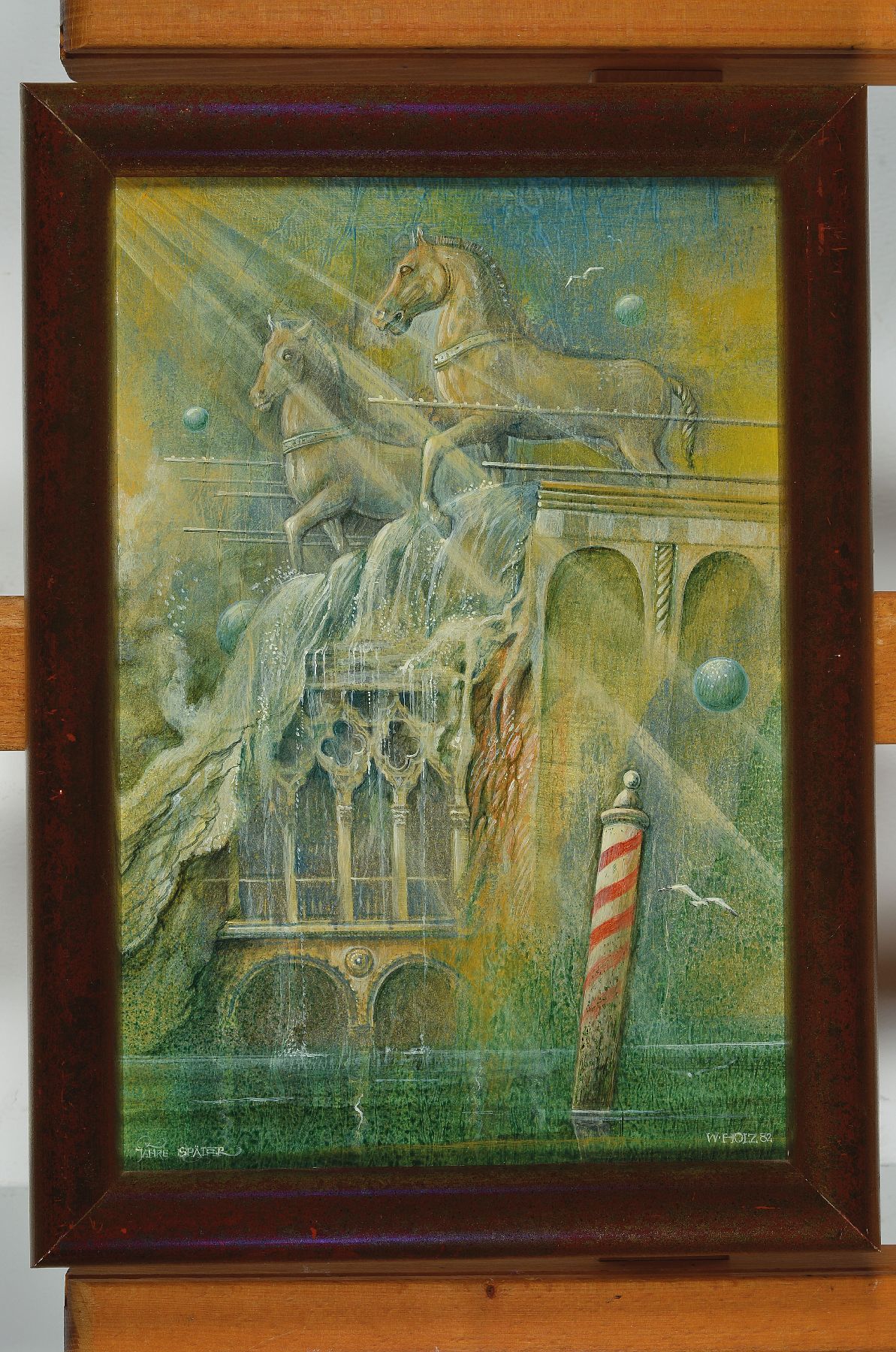 Detail a: Werner Holz, 1948 Grünstadt-1991 Ludwigshafen, Studium in Mainz, München und Mannheim, Vertreter des Phantastischen Realismus, hier: Jahre später, ...