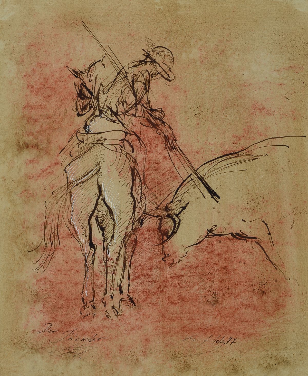 Werner Holz, 1948 Grünstadt-1991 Ludwigshafen, Studium in Mainz, München und Mannheim, Vertreter des Phantastischen Realismus, hier: Der Picador, ...