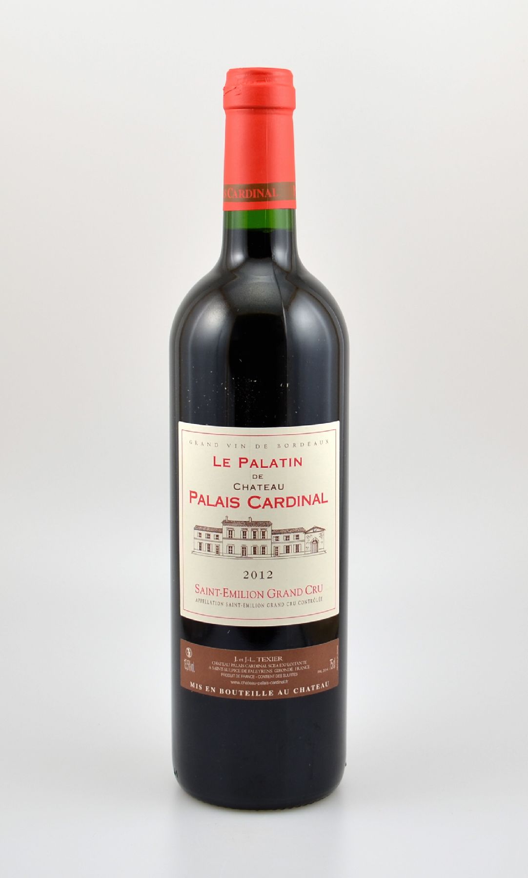 12 Flaschen 2012 Le Palatin De Chateau Palais Cardinal, Saint-Emilion Grand Cru, je 75 cl, 13,5 % Vol., Füllstände: into neck, hervorragende ...