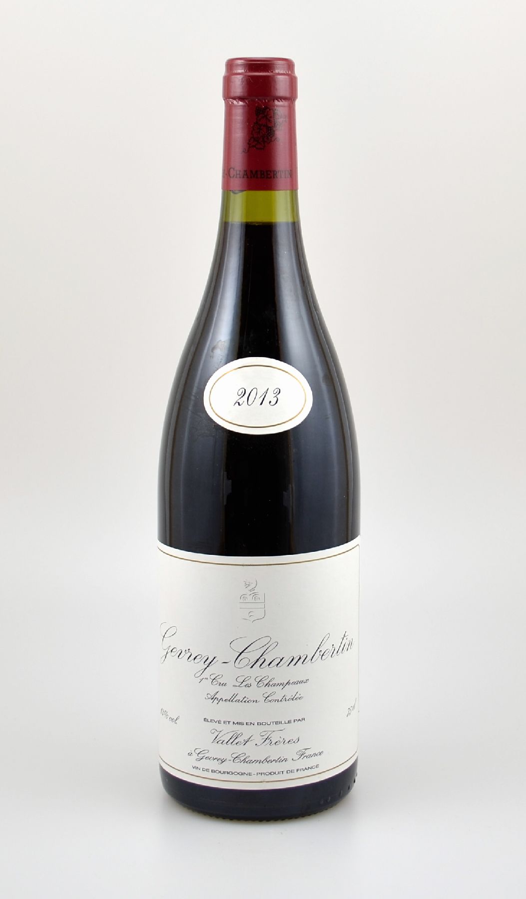 4 Flaschen 2013 Gevrey-Chambertin, Premier Cru, Champeaux Vallet Freres, je 75 cl, 13 % Vol., Abstände zwischen Kapsel und Wein: ca. 0,5 bis 1 cm, ...
