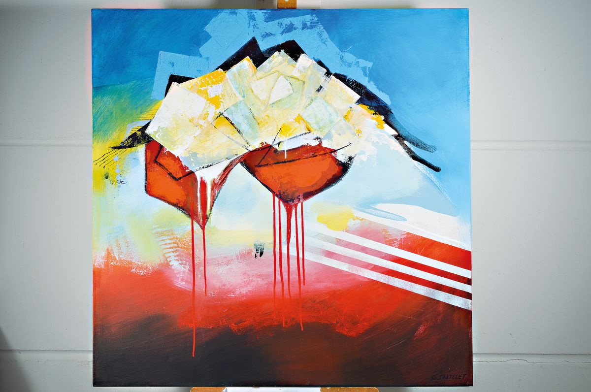 Detail k: Silvia Sartelet, geb. 1947 Berlin, Abstrakte Komposition, Acryl/Lwd, sign., ca. 100x100 cm