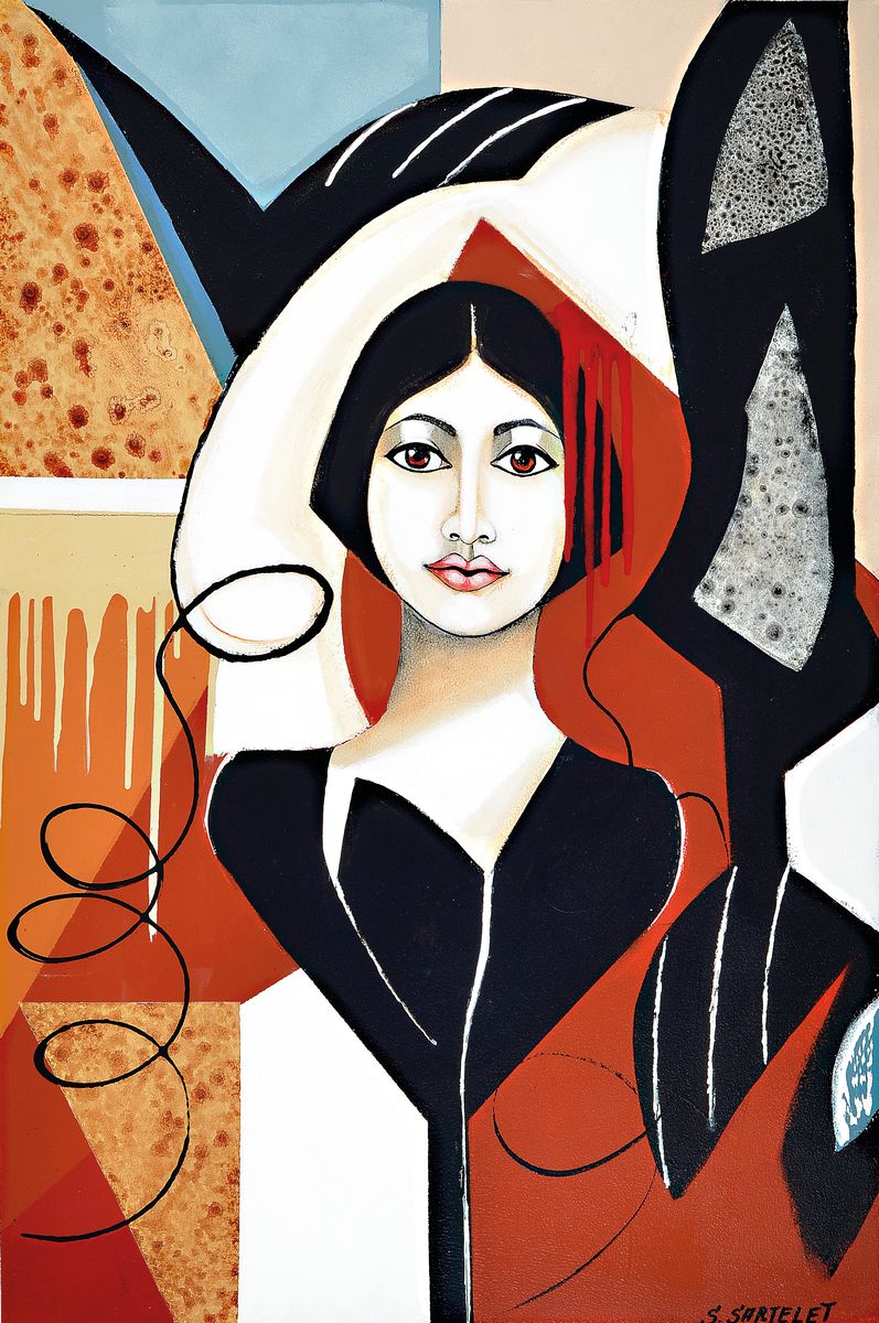 Silvia Sartelet, geb. 1947 Berlin, Frauendarstellungen, sign., Rahmen, ca. 106x78 cm
