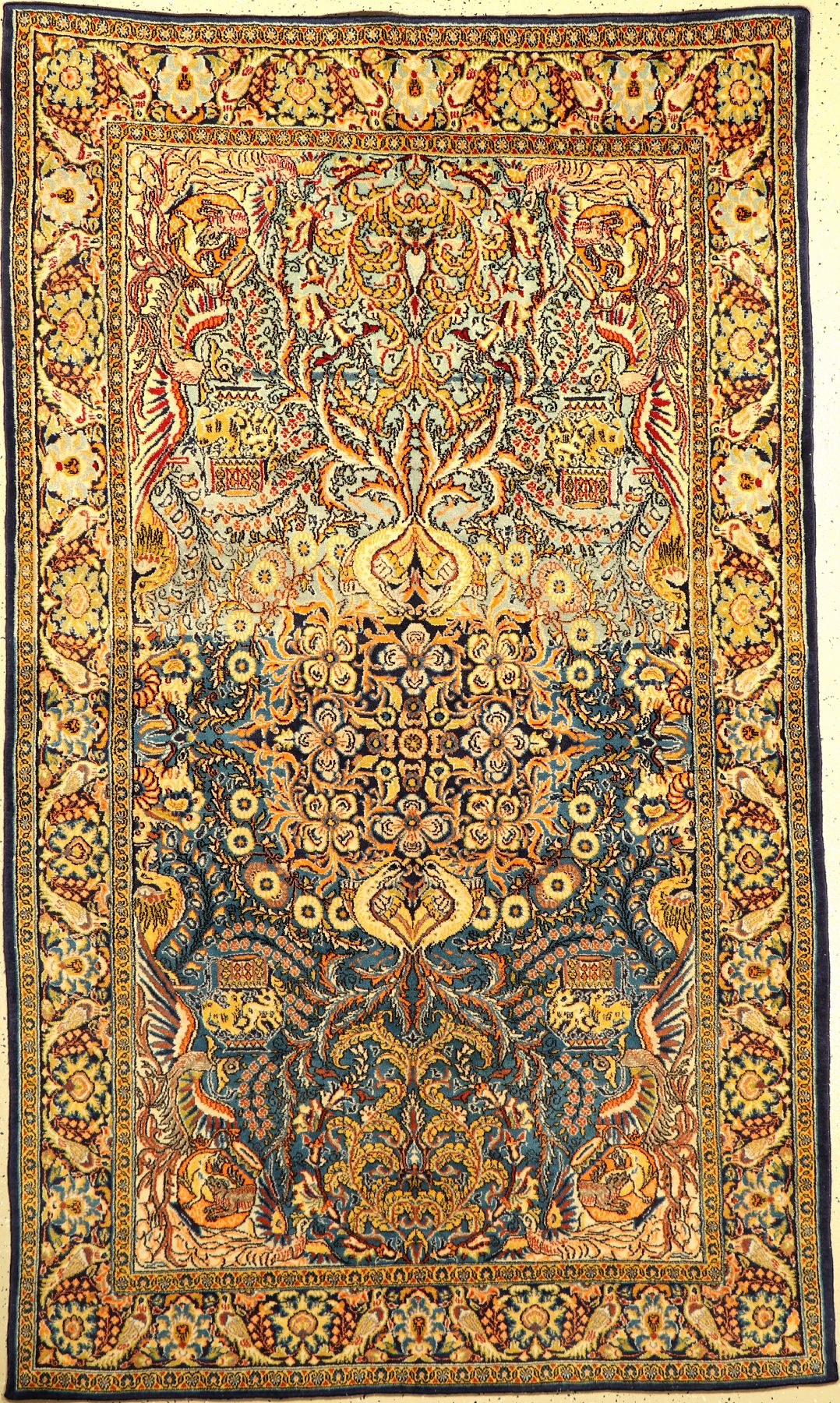 Ghom, Persien, ca. 40 Jahre, Wolle auf Baumwolle, ca. 239 x 143 cm, EHZ: 2-3 (beidseitig keine Fransen).