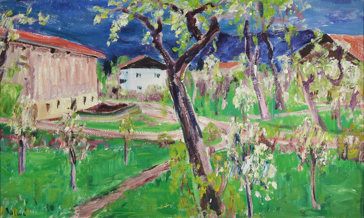 Arnold Balwé, 1898 Dresden - 1983, Feld wies, Frühlingsgewitter, Öl/Lwd, li. u. signiert, verso signiert und bezeichnet, ca. 60 x 100 cm/ 52.5 x ...