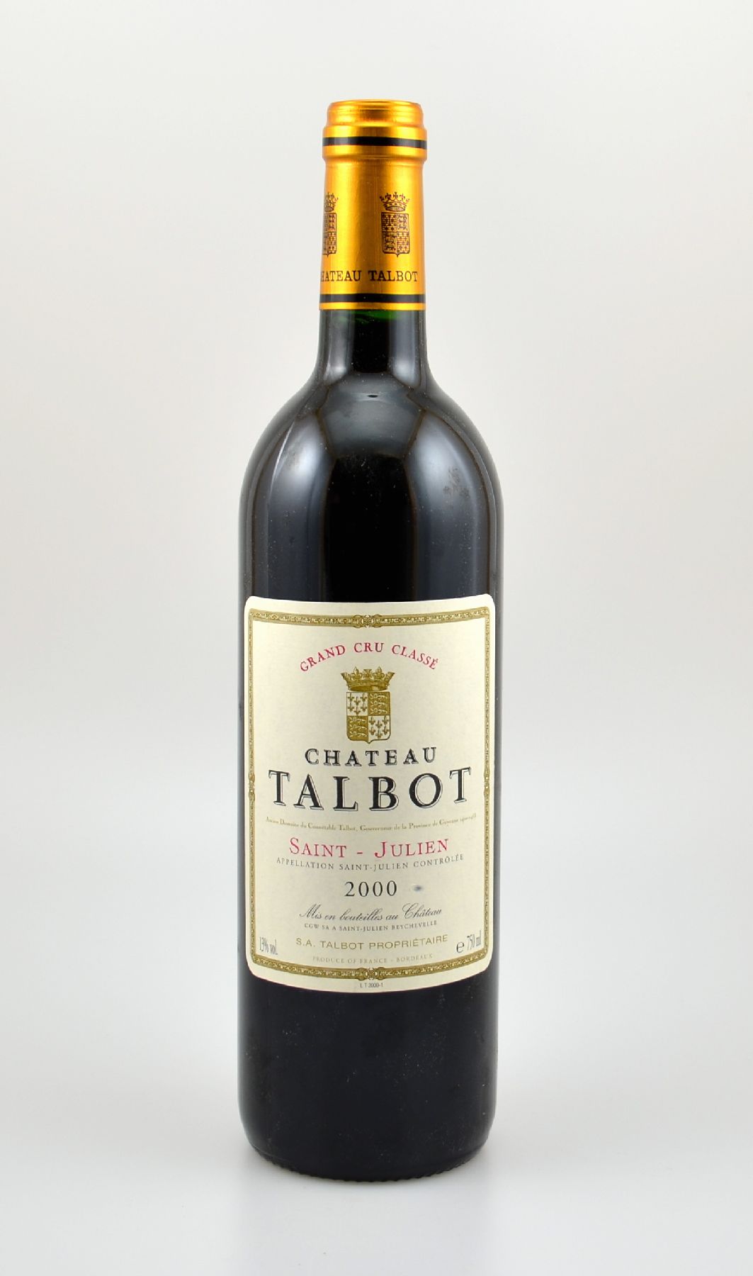 2 Flaschen 2000er Chateau Talbot, Saint-Julien, Grand Cru Classe, je ca 75 cl, 13 % Vol., Füllstände: je into neck, sehr gute Erhaltungszustände, ...