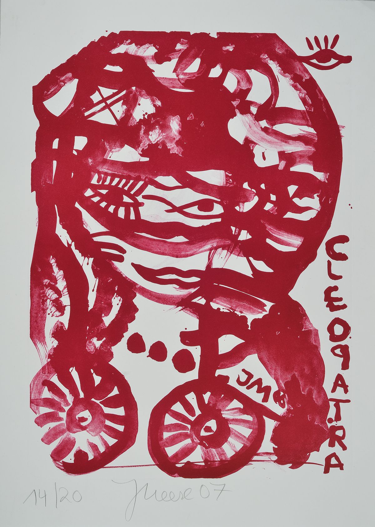 Jonathan Meese, geb. 1970, Cleopatra, Farblithographie auf Incisione Büttenpapier, 2007, handsigniert, num. 14/20, Blattgr. 70x50cm