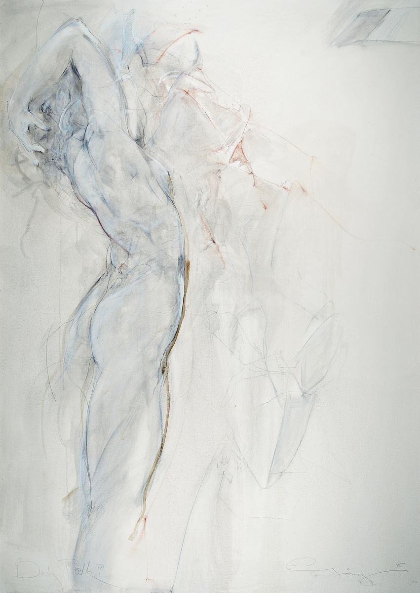 Jürgen Görg, geb. 1951 Dernabch/Westerwald, Body Talk V, Öl und Mischtechnik auf Leinwand,signiert und datiert 85, ca. 140x100cm/147x107cm, R.