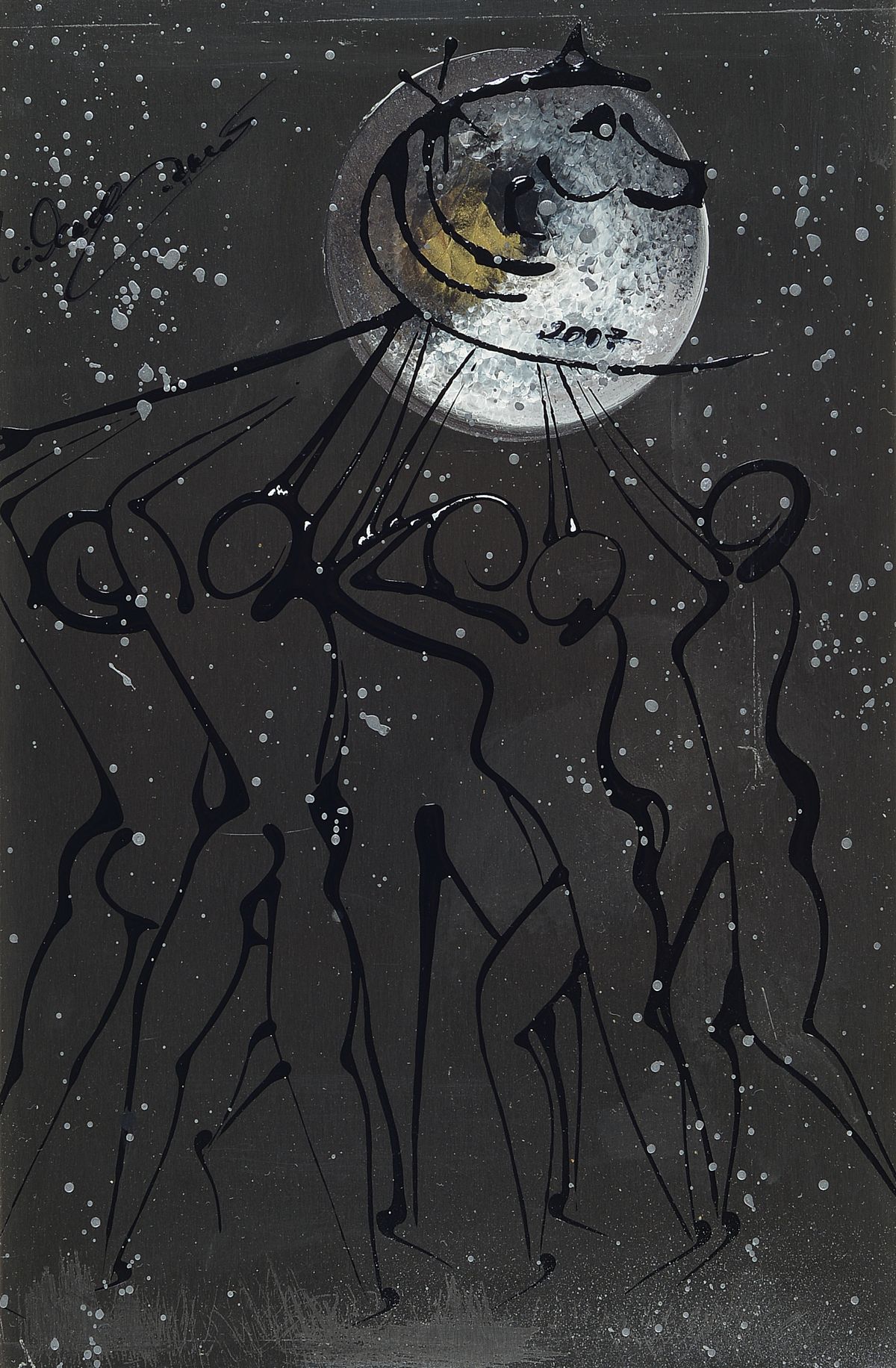 Michael Öffler, geb. 1963, Künstler aus Meckenheim, Ohne Titel, Acryl auf Metall, signiert und dat. 2007, ca. 29x18.5cm, PP, R., ca. 41x31cm