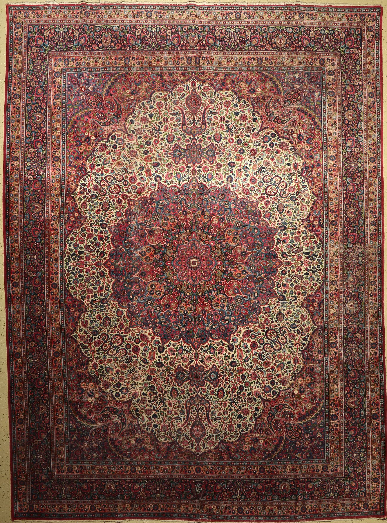 Birdjand fein Signiert, Persien, ca. 60 Jahre, Wolle auf Baumwolle, ca. 425 x 308 cm, EHZ: 4