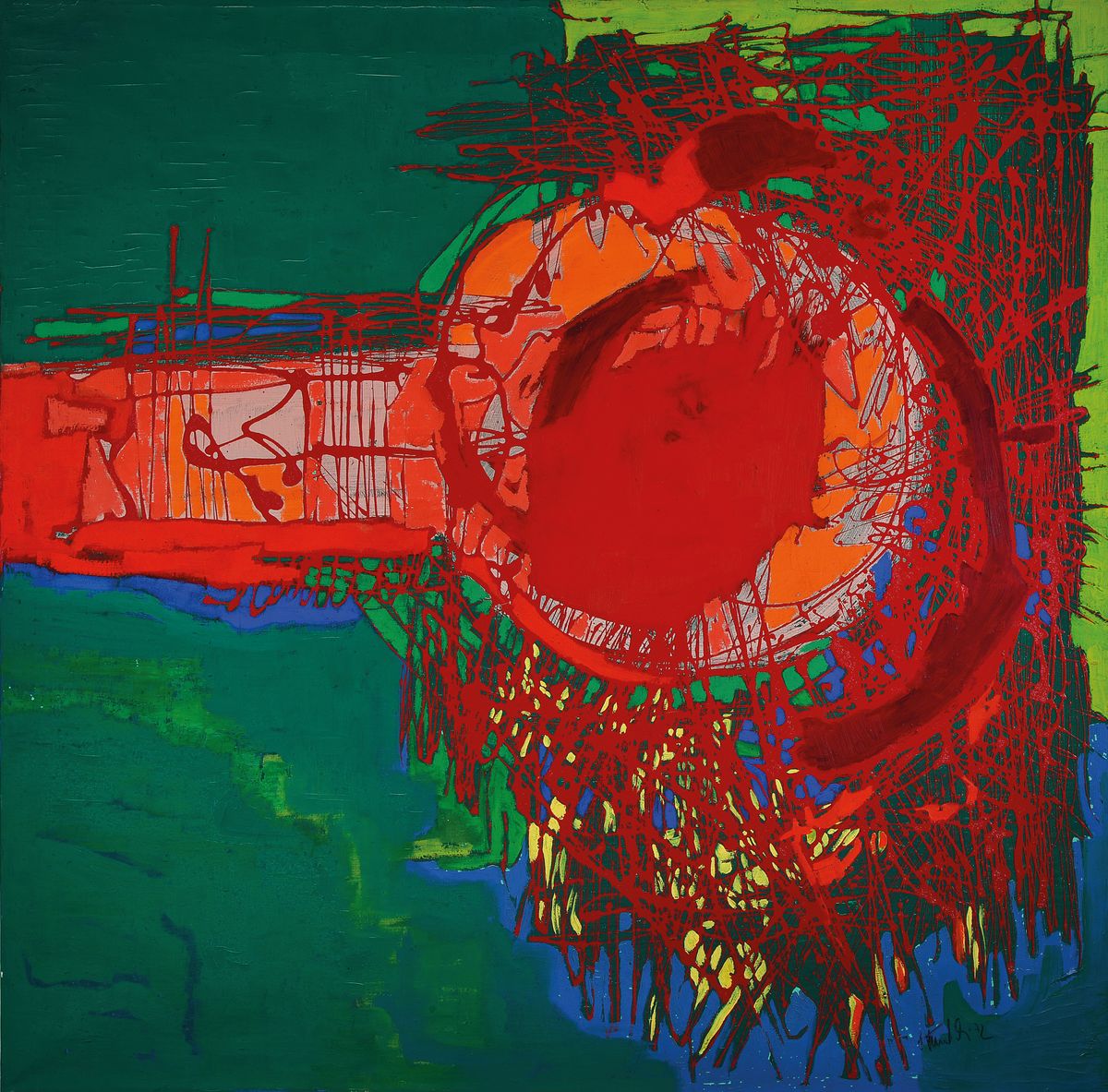 Bruno Kumbartzki, geb. 1935, Ohne Titel, Acryl auf Lwd, rechts unten signiert und dat. 72, ca. 100x100cm