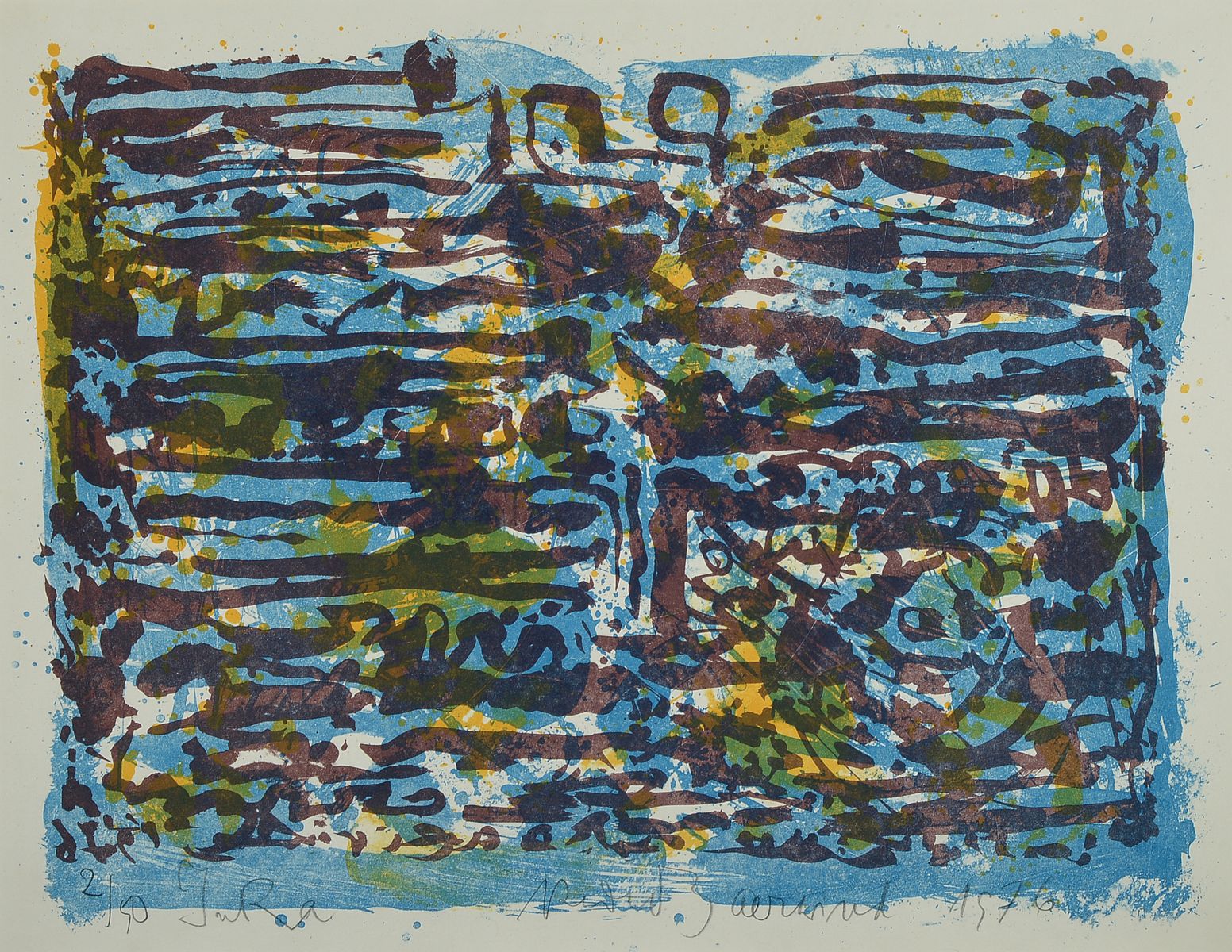 Rudi Baerwind, 1910-1982 Mannheim, Jura, Farbholzschnitt von 1976, betitelt, datiert, handsigniert und num. 2/50, ca. 47x60cm, u.Gl., R. ca. 70x82cm