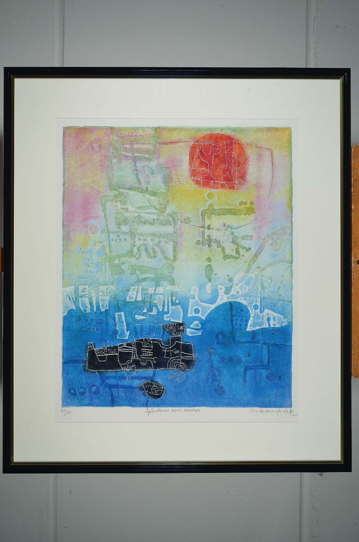 Detail a: Shoichi Hasegawa, geb. 1929, Farbradierung, handsign., num. 77/110, Platte ca. 59,5x49 cm,gesamt ca. 86x73 cm, unter Glas gerahmt