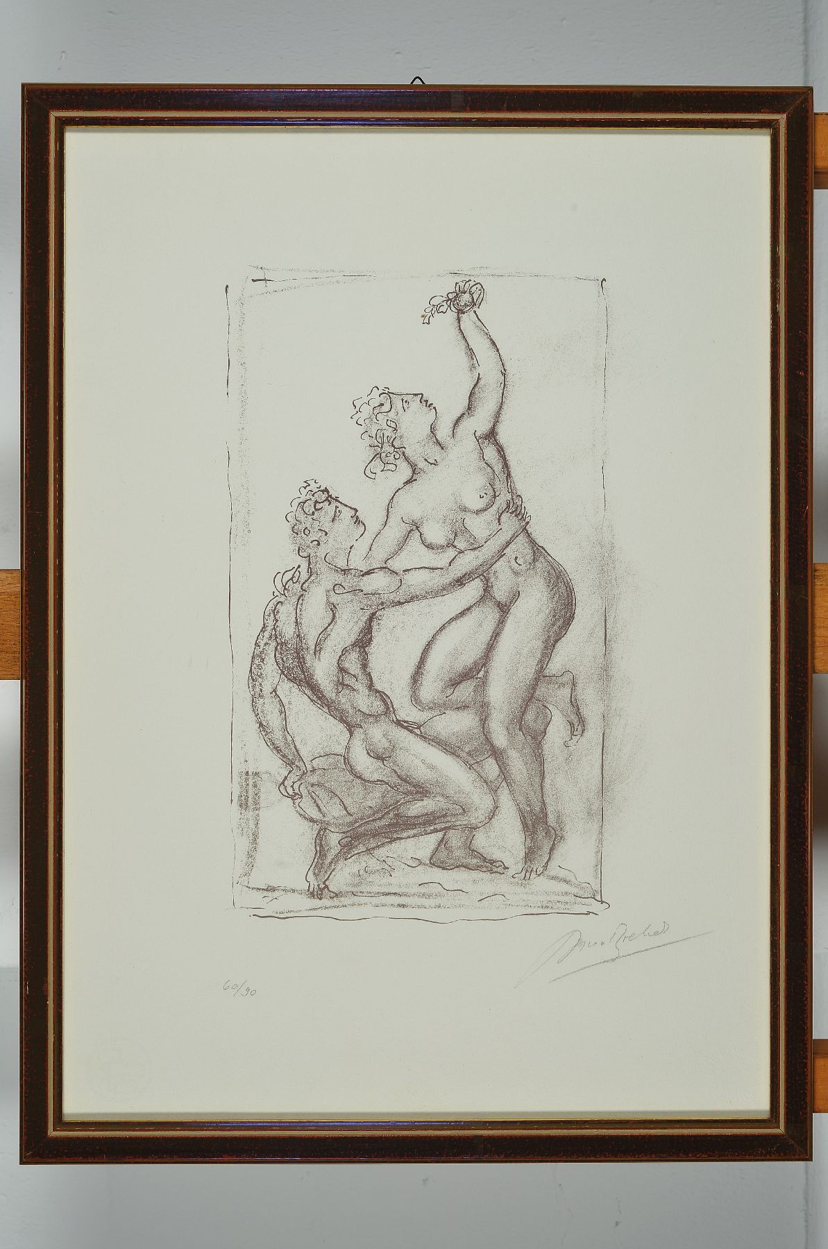 Detail a: Arno Breker, 1900-1991, Adam und Eva mit dem Apfel, Lithographie, handsigniert und num. 60/90, ca. 30x17cm, u.Gl., R. ca. 49x36cm