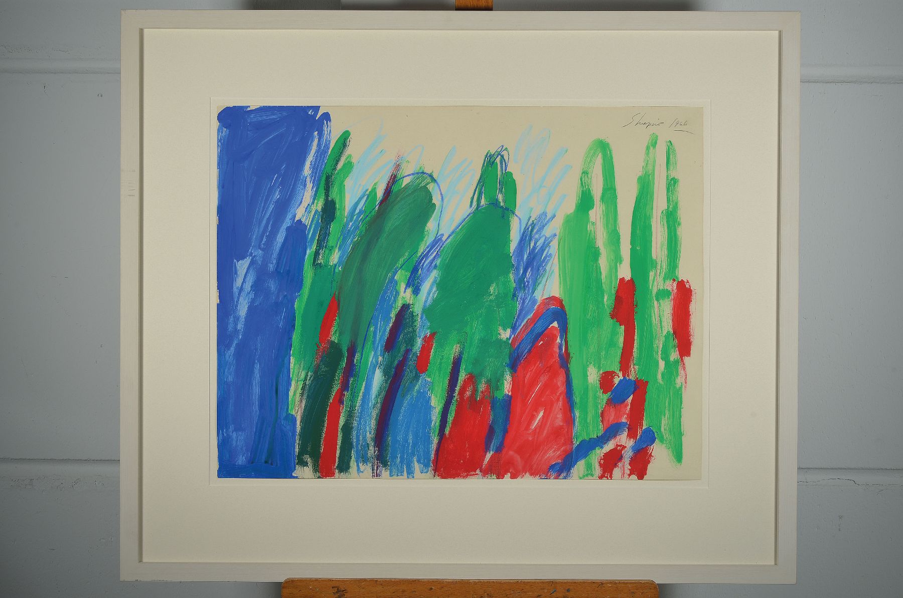 Detail a: Shmuel, Shapiro, geb. 1924, gouache auf papier , sign., dat. 1966, unter Glas gerahmt,Motiv ca. 64x50 cm, gesamt 76,5x90,5 cm