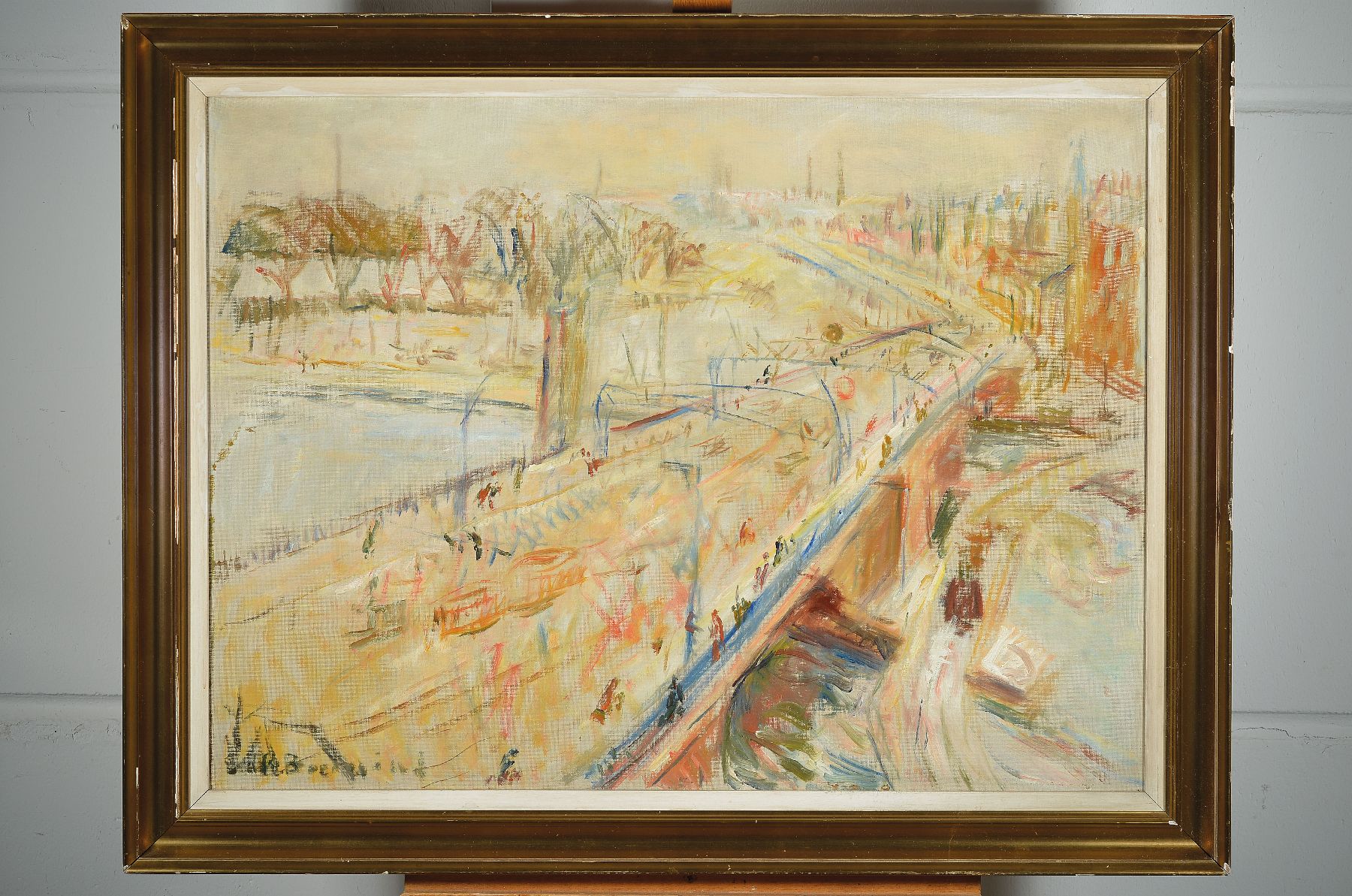 Detail a: Rudi Baerwind, 1910-1982 Mannheim, Ansicht aus Paris, Öl/Lwd, rest., links unten signiert, ca. 60x80cm/72x92cm, R., inkl. Buch