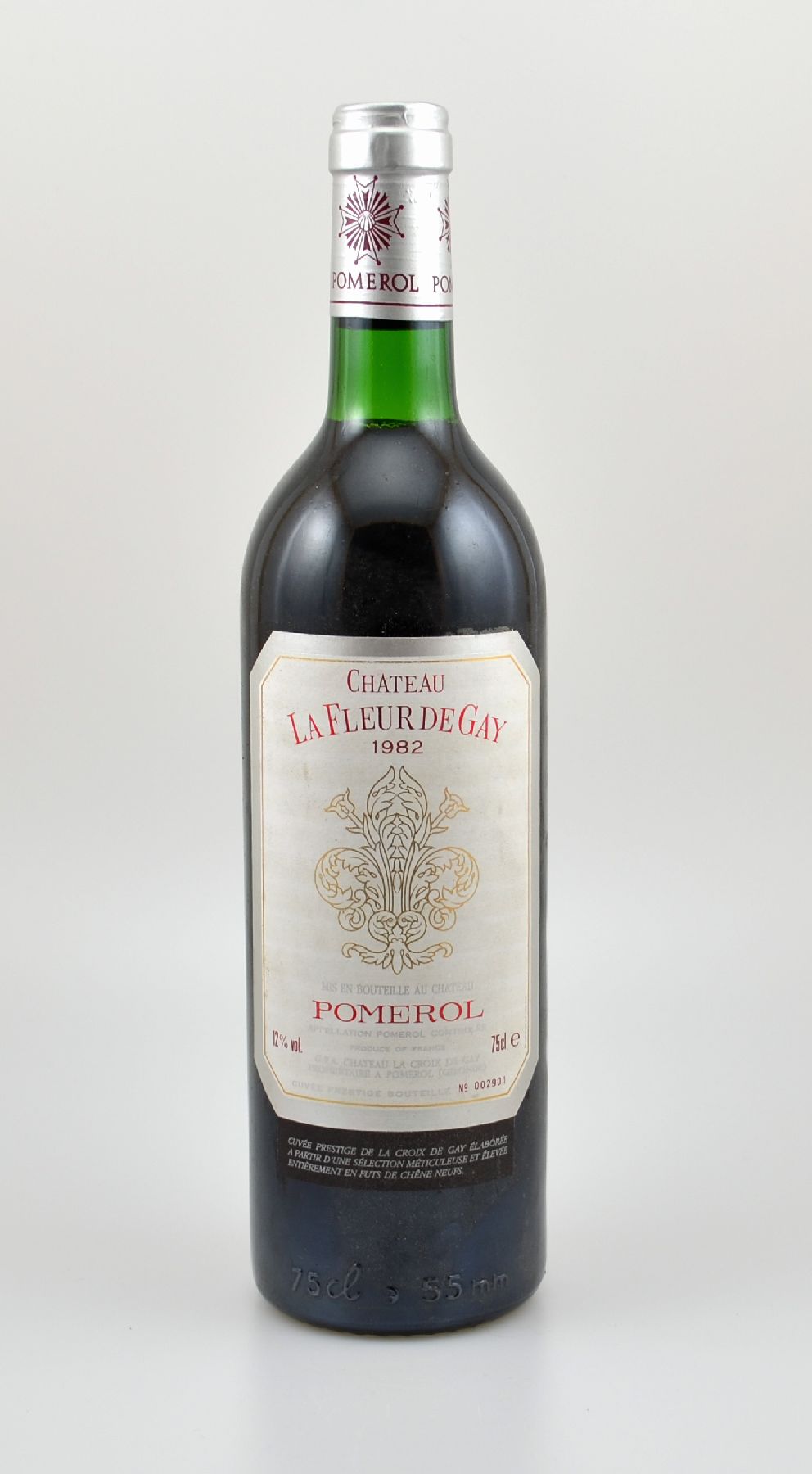 1 Flasche 1982 Chateau La Fleur de Gay, Pomerol, ca. 75 cl, 12 % Vol., Füllstand: ca. top shoulder, unverkostet, Provenienz: Aus einer privaten ...
