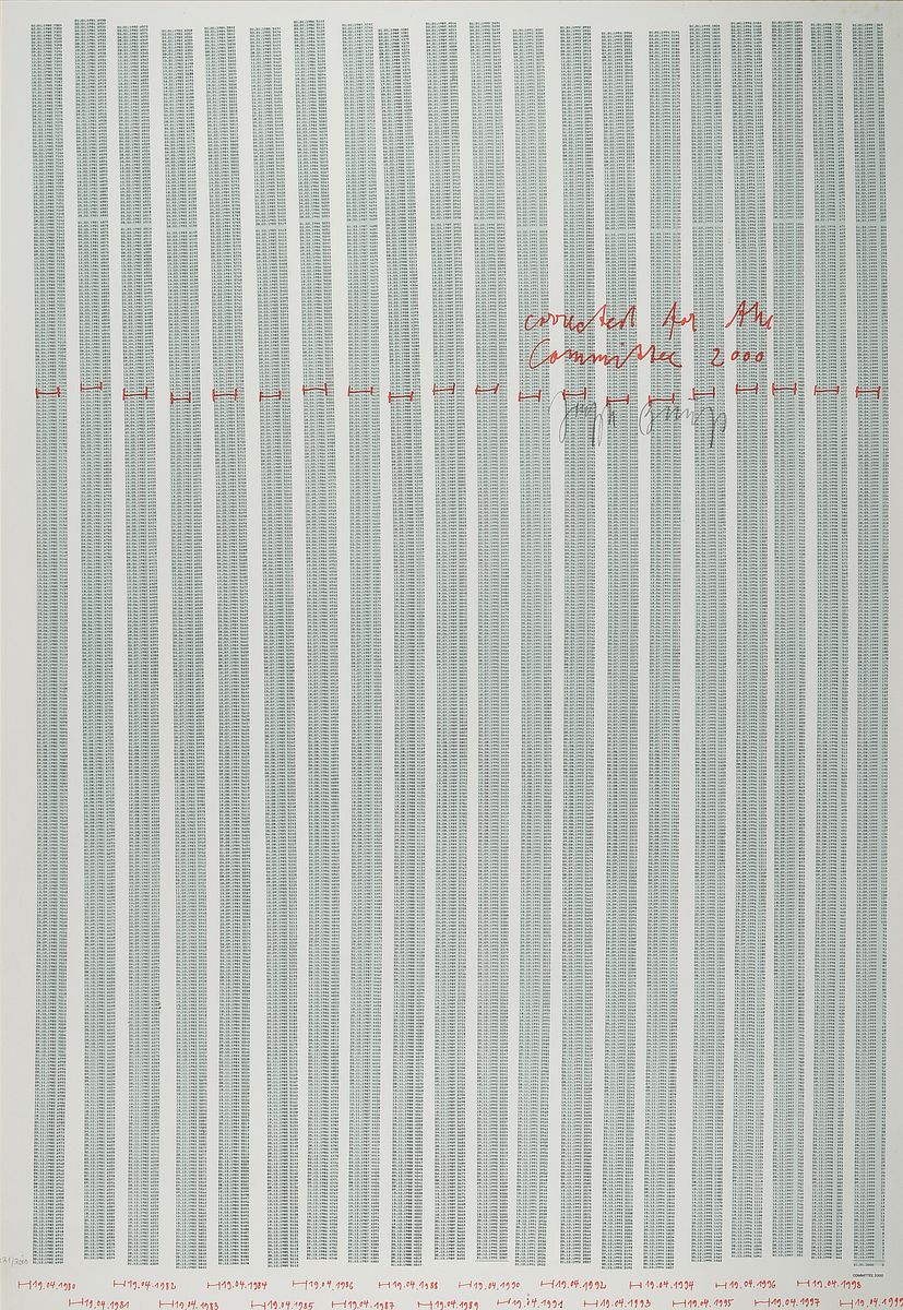 Joseph Beuys 1921-1986, Countdown 2000 1981, Offset auf Maschinenbütten, signiert, 2000 Exemplare, Hamburg/München, 88 x 64 cm, PP., Rahmen: 100 x ...