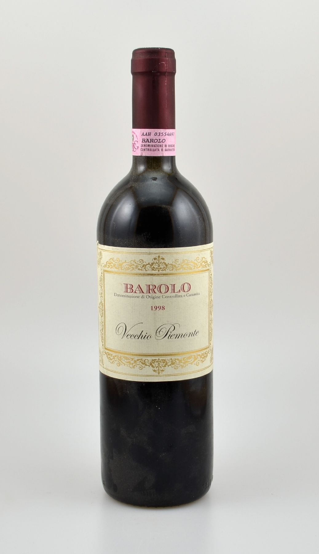 9 Flaschen 1998 Barolo Vecchio Piemonte, je 75 cl, 13,5 % Vol., Füllstände: je top shoulder, unverkostet, Provenienz: Aus einer privaten ...