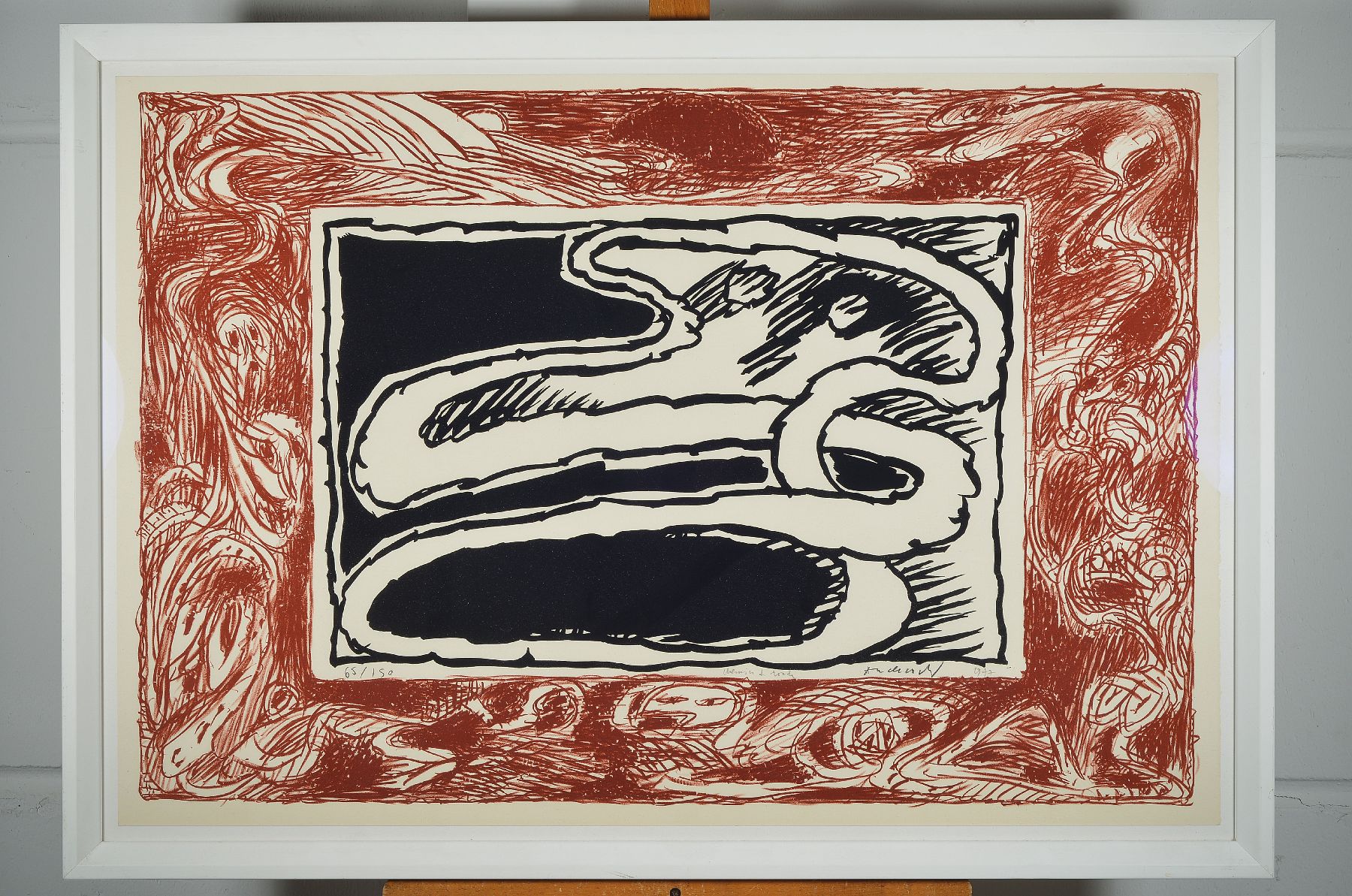 Detail a: Pierre Alechinsky, geb. 1927, Chemin de ronde, Farblithographie von 1977, handsign., betitelt und num. 65/150, Blattgr. ca. 63x 92cm, u.Gl., R.