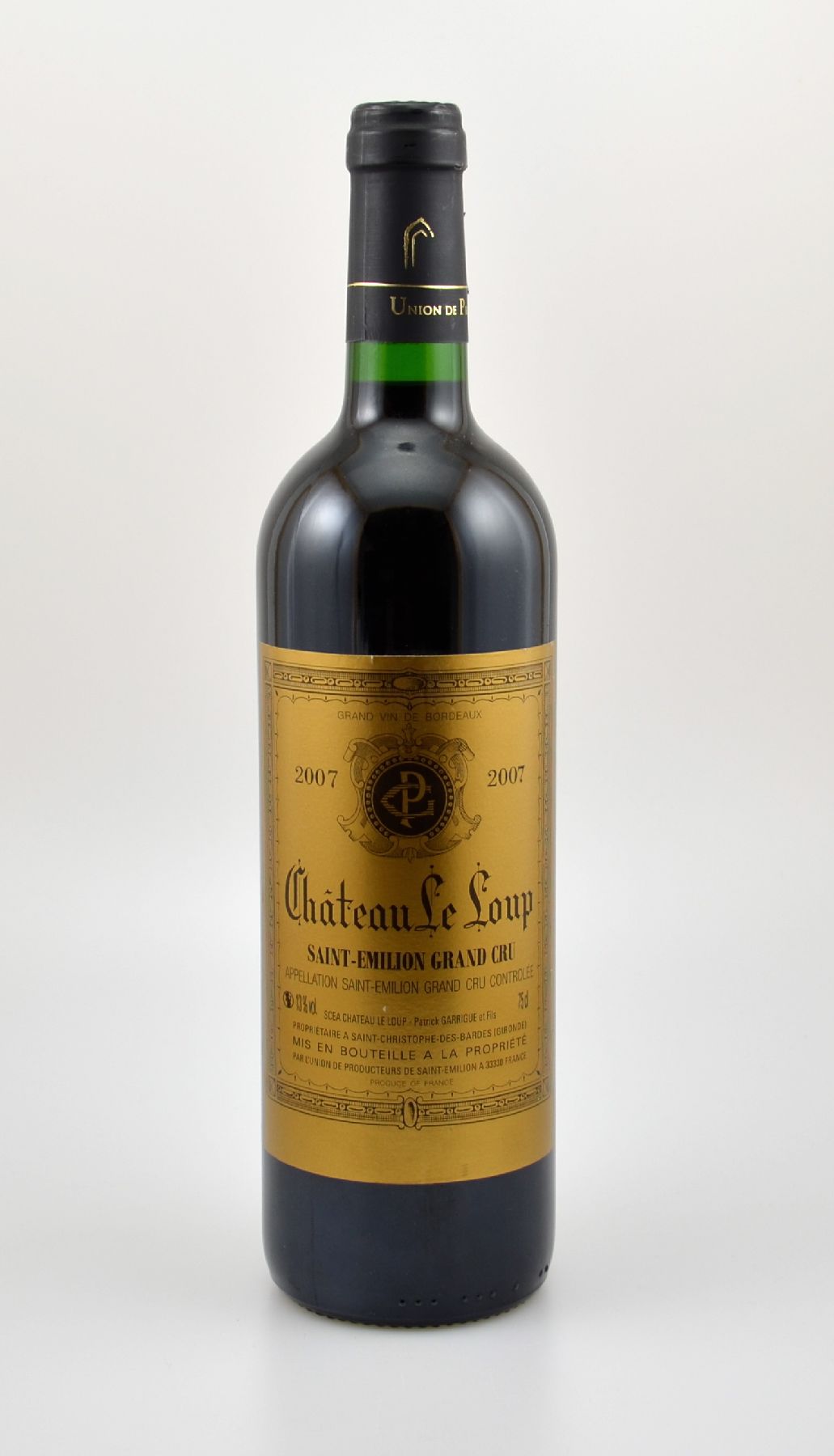 1 Flasche 2007 Chateau Le Loup, Saint-Emilion Grand Cru, ca. 75 cl, 13 % Vol.,Füllstand: into neck, guter Erhaltungszustand, unverkostet