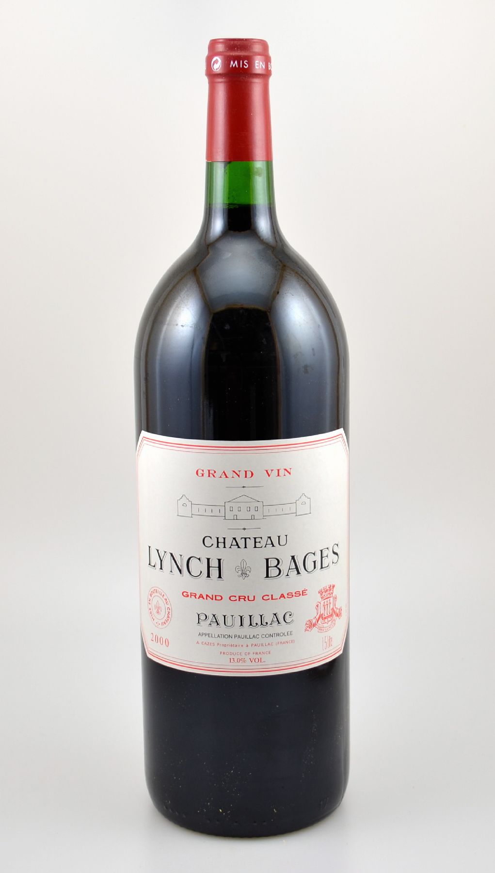 6 Magnumflaschen 2000er Chateau Lynch Bages,Pauillac, Grand Cru Classe, je ca. 150 cl, 13 % Vol., Füllstände: je into neck, hervorragende ...
