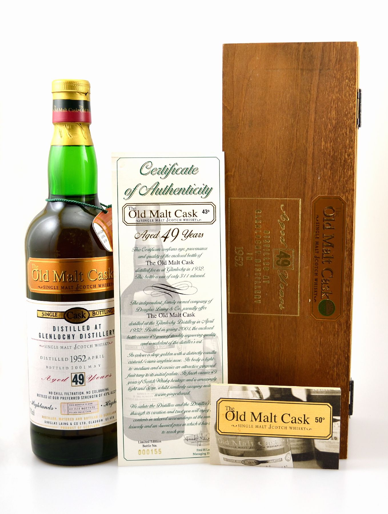 Detail a: 1 Flasch 1952 Single Malt Scotch Whisky, distilled at Glenlochy Distillery, Highlands, ca. 70 cl, 43 % Vol., 49 Years Old, im Jahr 2001 abgefüllt, ...
