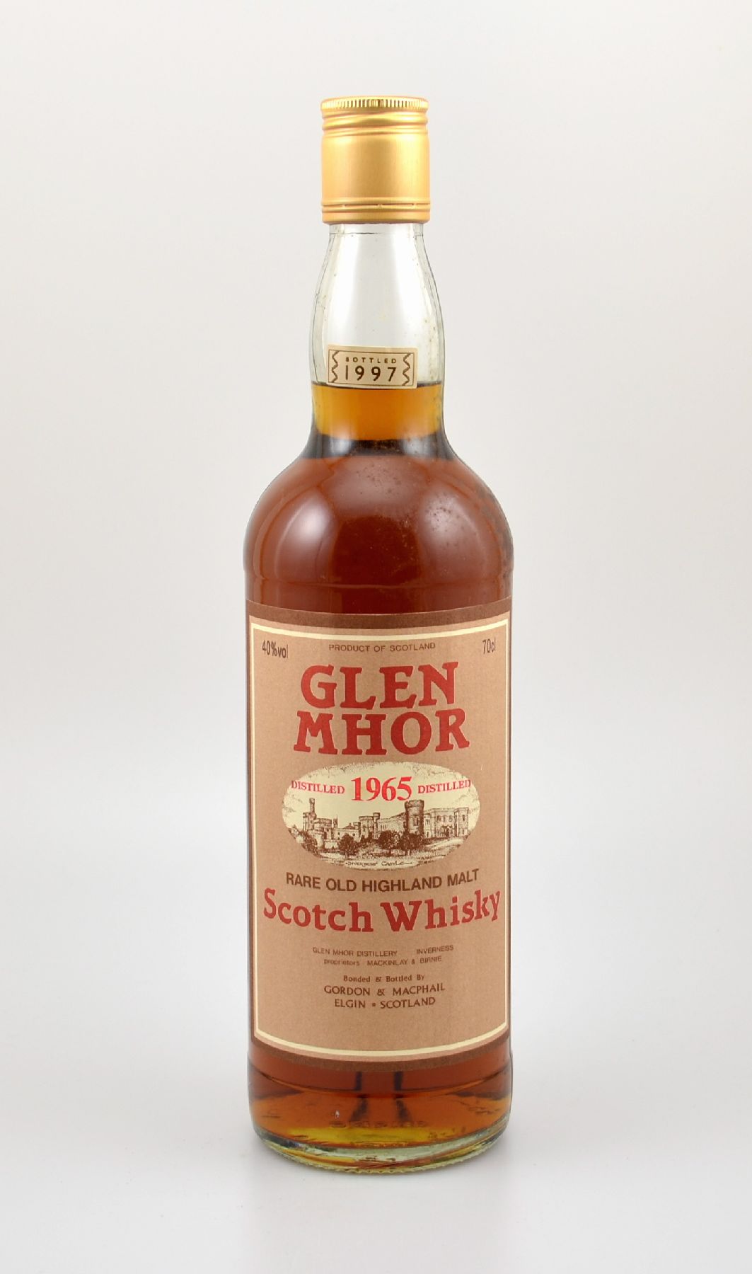1 Flasche 1965 Single Malt Scotch Whisky, ca. 70 cl, 40 % Vol., distilled at Glen Mhor Distillery, 32 Years Old, im Jahr 1997 abgefüllt, ...