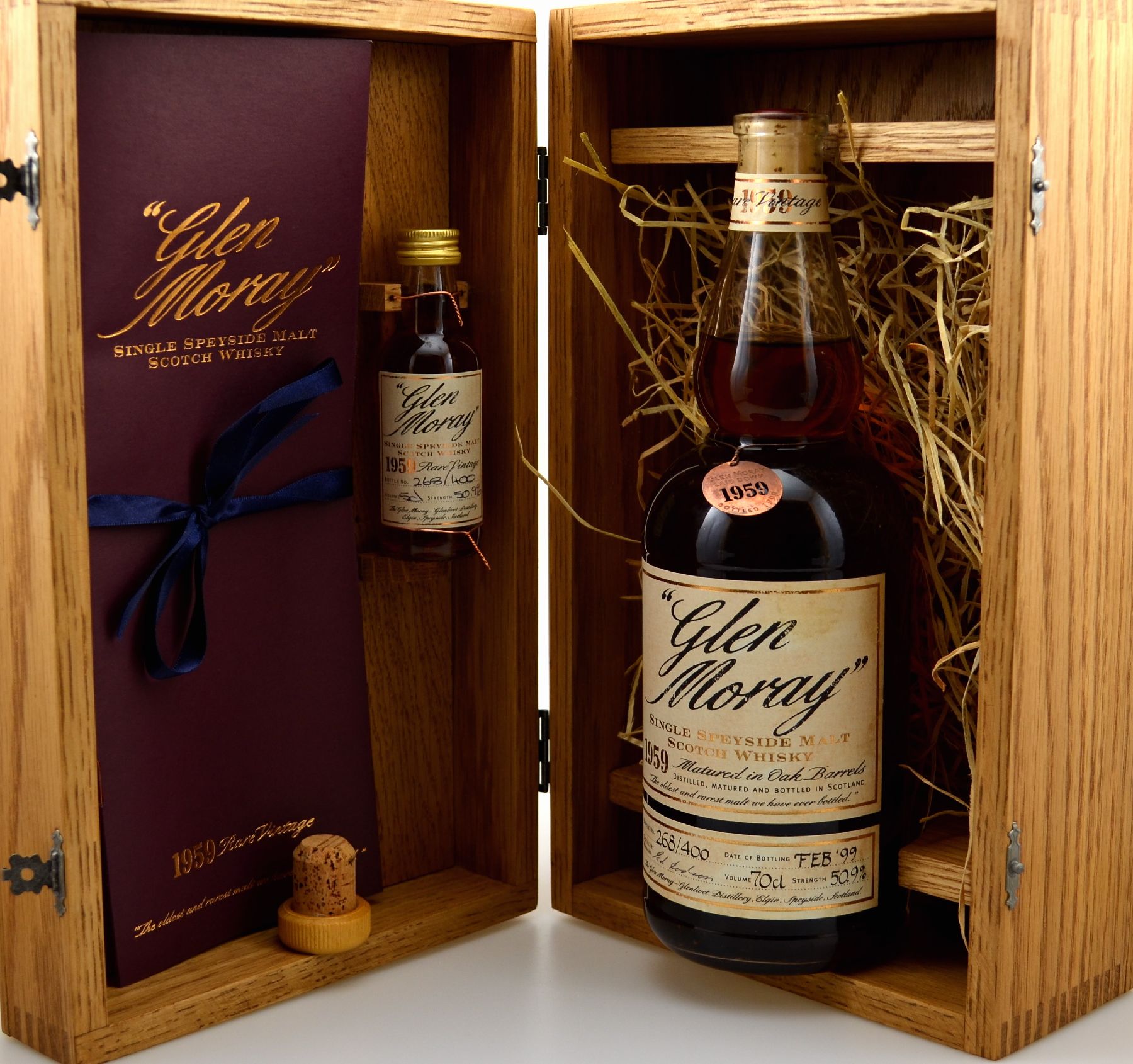 Detail a: 1 Flasche 1959 Glen Moray Single Speyside Malt Scotch Whisky, ca. 70 cl, 50,9 % Vol., 40 Years Old, im Jahr 1999 abgefüllt, limitiert auf 400 ...