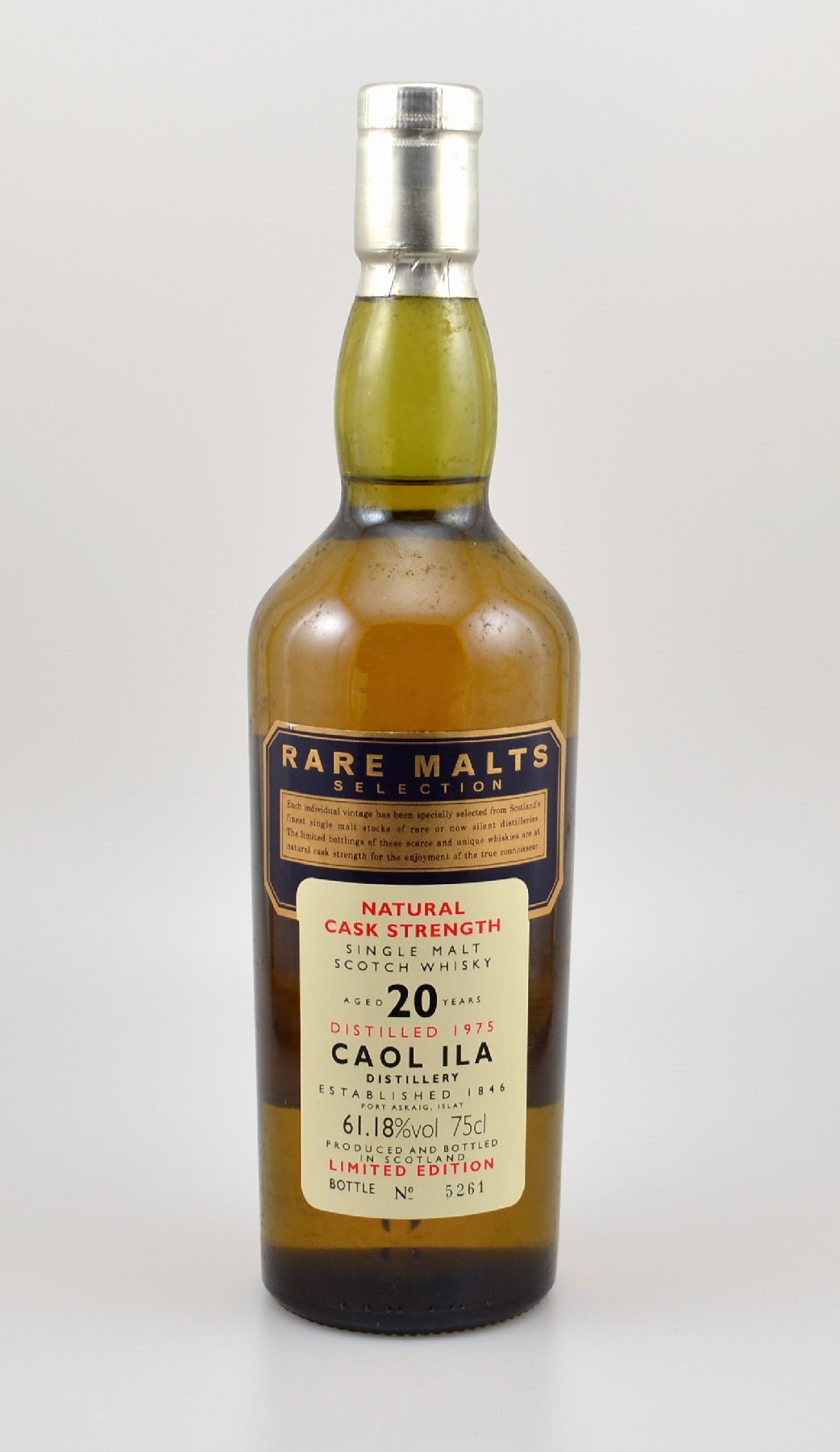 1 Flasche 1975 Single Malt Scotch Whisky, Rare Malts Selection, distilled at Caol Ila Distillery, ca. 70 cl, 61,18 % Vol., 20 Years Old, im Jahr 1995 ...