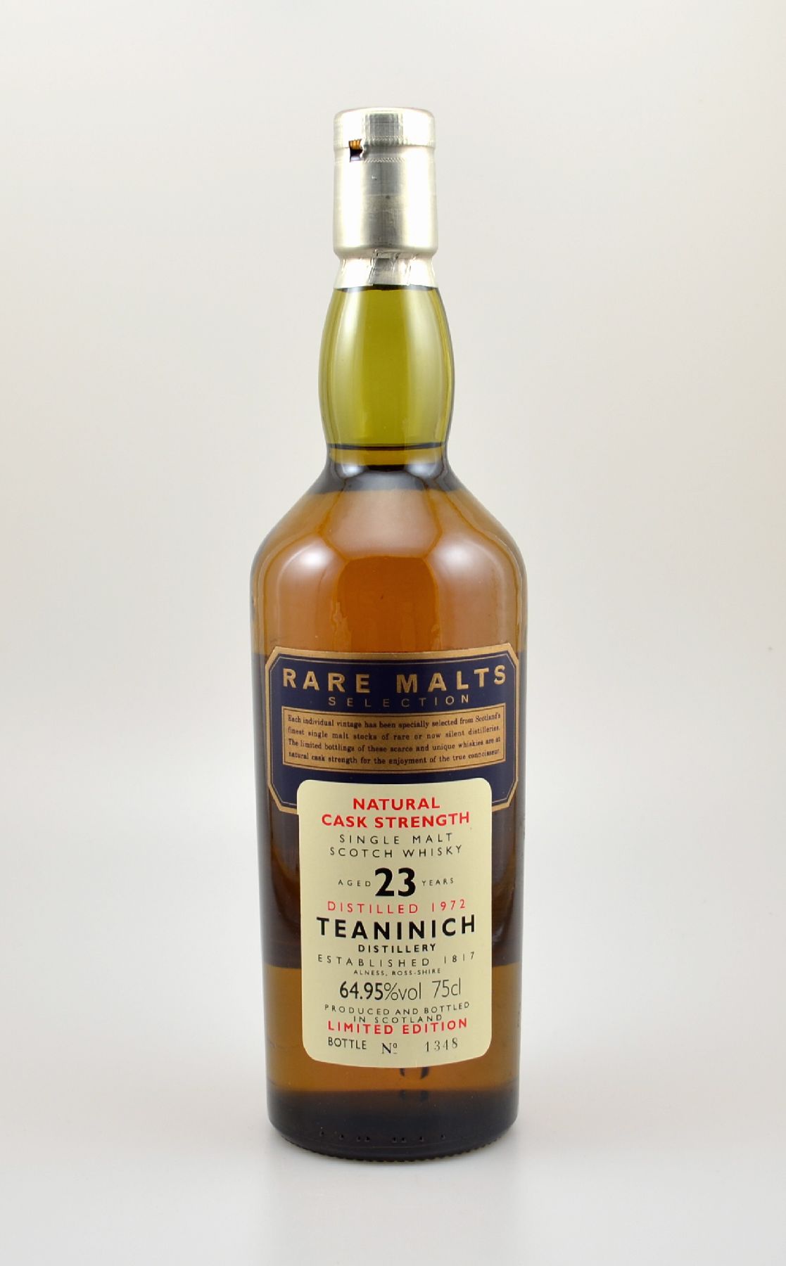 1 Flasche 1972 Single Malt Scotch Whisky, Rare Malts Selection, ca. 75 cl, 64,95 % Vol., distilled at Teaninich Distillery, 23 Years Old, im Jahr ...