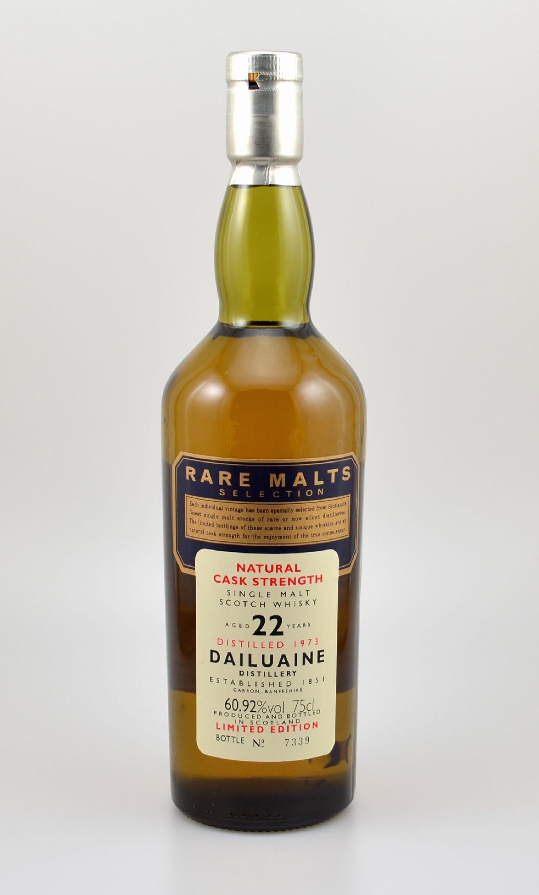 1 Flasche 1973 Single Malt Scotch Whisky, Rare Malts Selection, distilled at Dailuaine Distillery, ca. 70 cl, 60,92 % Vol., 22 Years Old, im Jahr ...