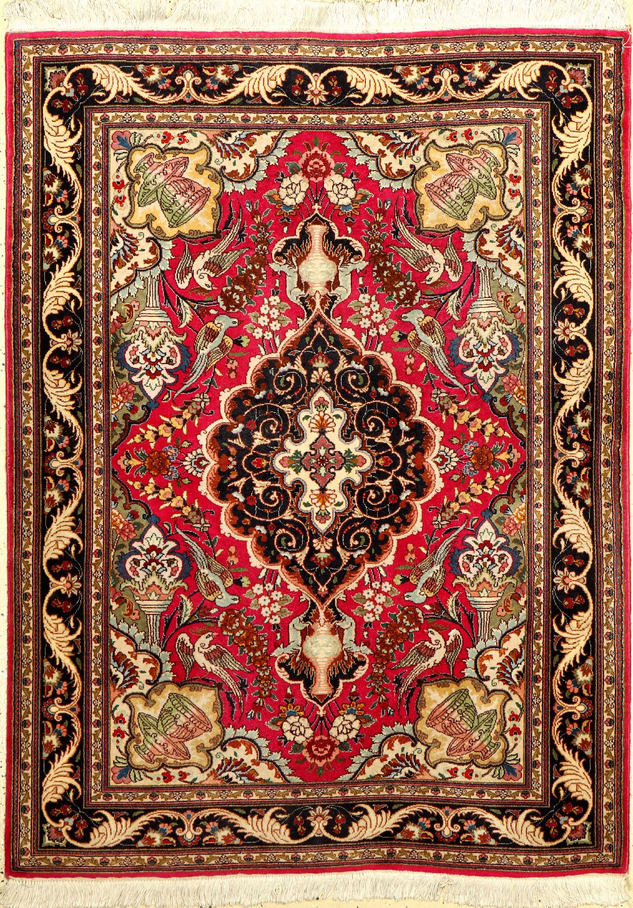 Täbriz fein, Persien, ca. 40 Jahre, Korkwolle mit Seide, ca. 148 x 110 cm, EHZ: 2