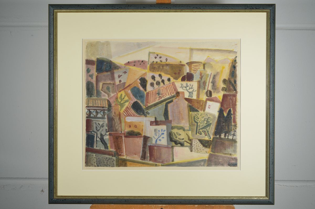 Detail k: Rolf Müller-Landau, 1903-1956 Bad Bergzabern, Erinnerung an Lothringen, Aquarell auf Papier, rechts unten monogrammiert, links unten betitelt, ca. ...