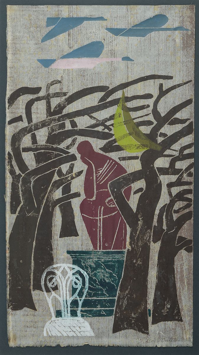 Rolf Müller-Landau, 1903-1956 Bad Bergzabern, Monotypie auf Papier, rechts unten signiert, links unten betitelt Habakuk, ca. 48x26cm, PP, u.Gl., R. ...