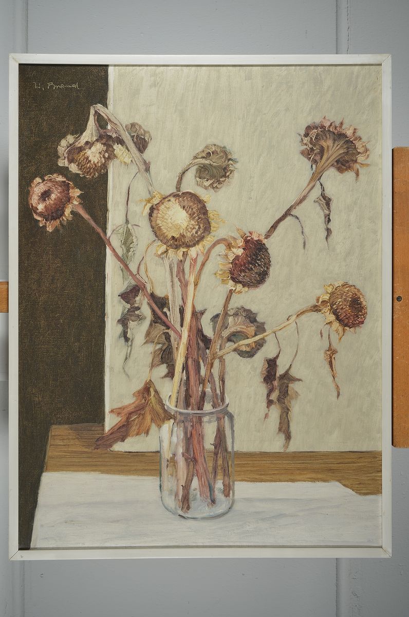 Detail k: Werner Brand, geb. 1933 Löbau, Stillleben mit Sonnenblumen, Öl/Lwd, links oben signiert, ca. 80x60cm, R.