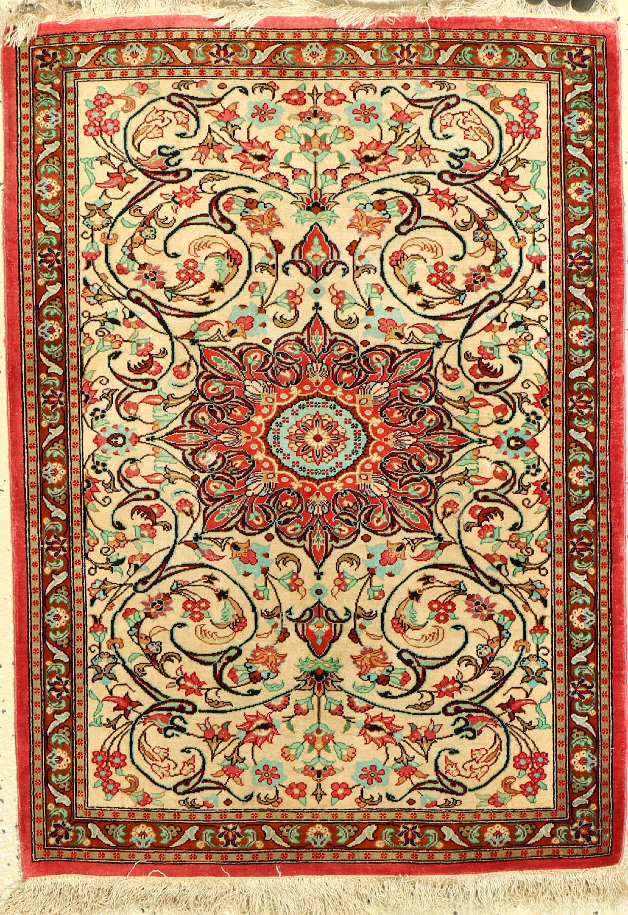 Ghom Seide, Persien, ca. 40 Jahre, reine Naturseide, ca. 83 x 59 cm, EHZ: 2