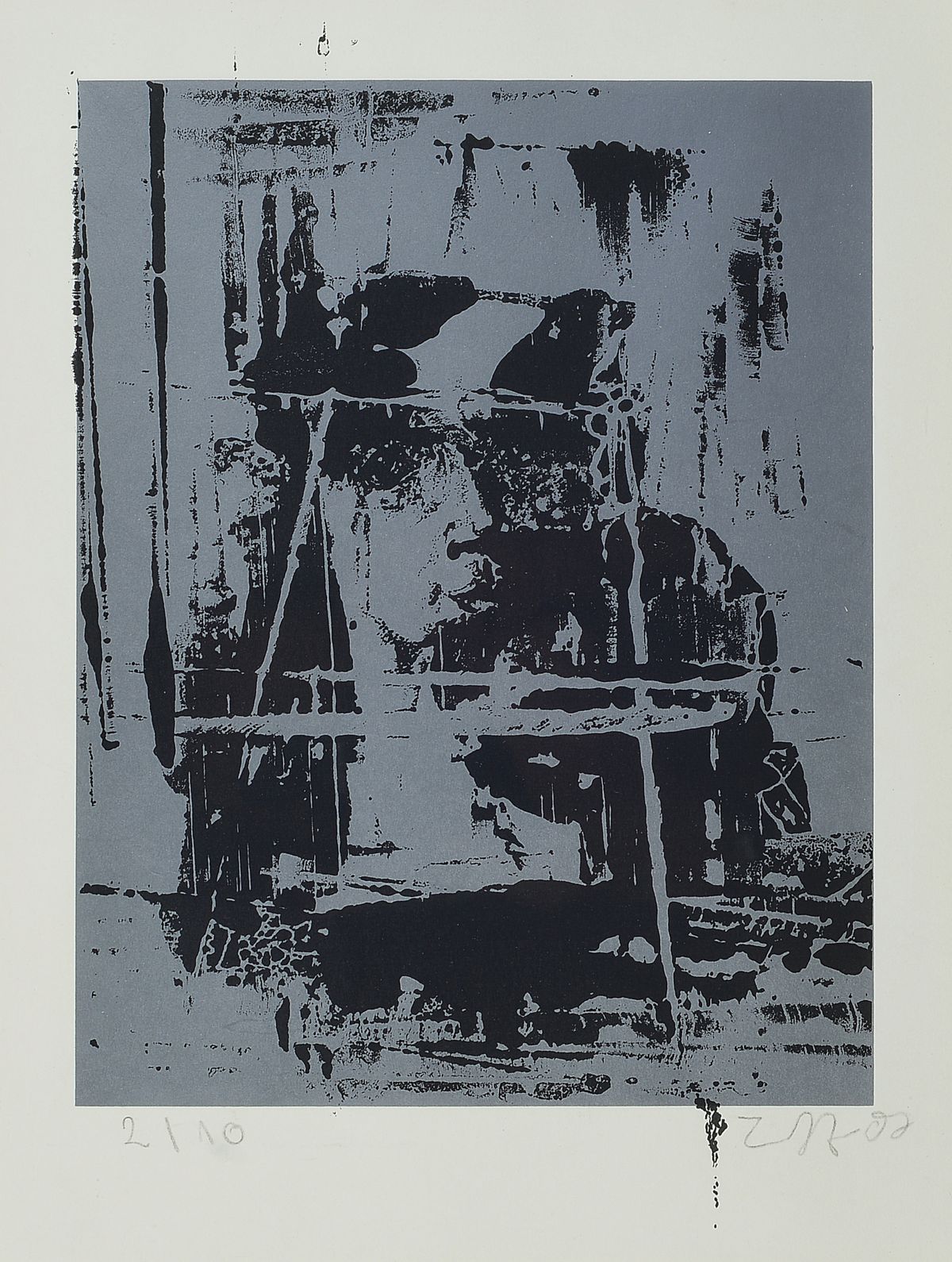 Jörg Immendorff, 1945-2007, Linolschnitt, Schablonensignatur, 2007, nummeriert 2/10, ca. 20.5x26cm, unter Glas gerahmt, Passepartout, ca. 50x40cm