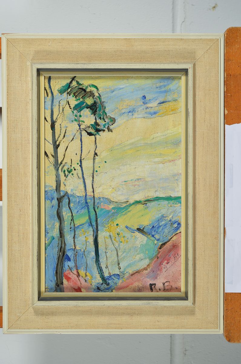 Detail k: Roman Bilinski, 1897 - 1981, rückseitig bezeichnet Wälder in Anatolen, Öl/Malkarton, monogrammiert RB und verso zusätzlich signiert R. Bilinski, ...