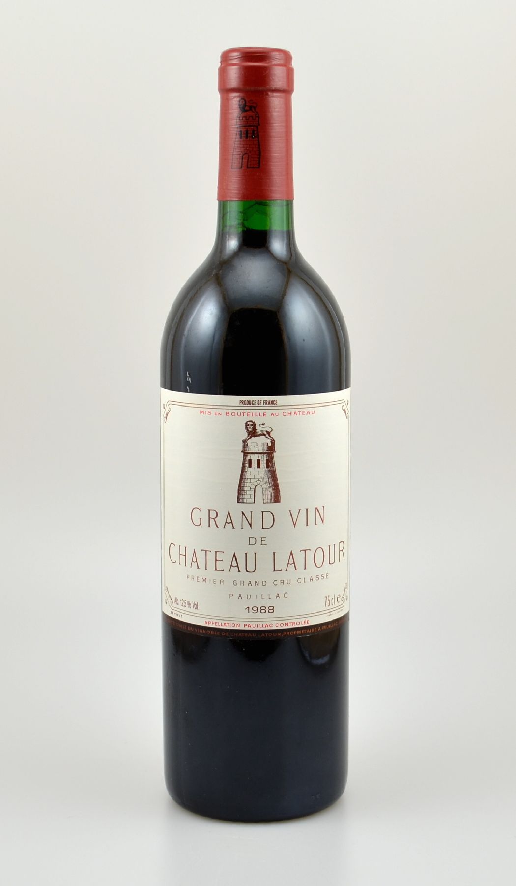 1 Flasche 1988 Chateau Latour, Pauillac, Premier Grand Cru Classe, ca. 75 cl, 12,5 % Vol., Füllstand: ca. into neck, guter Erhaltungszustand, ...
