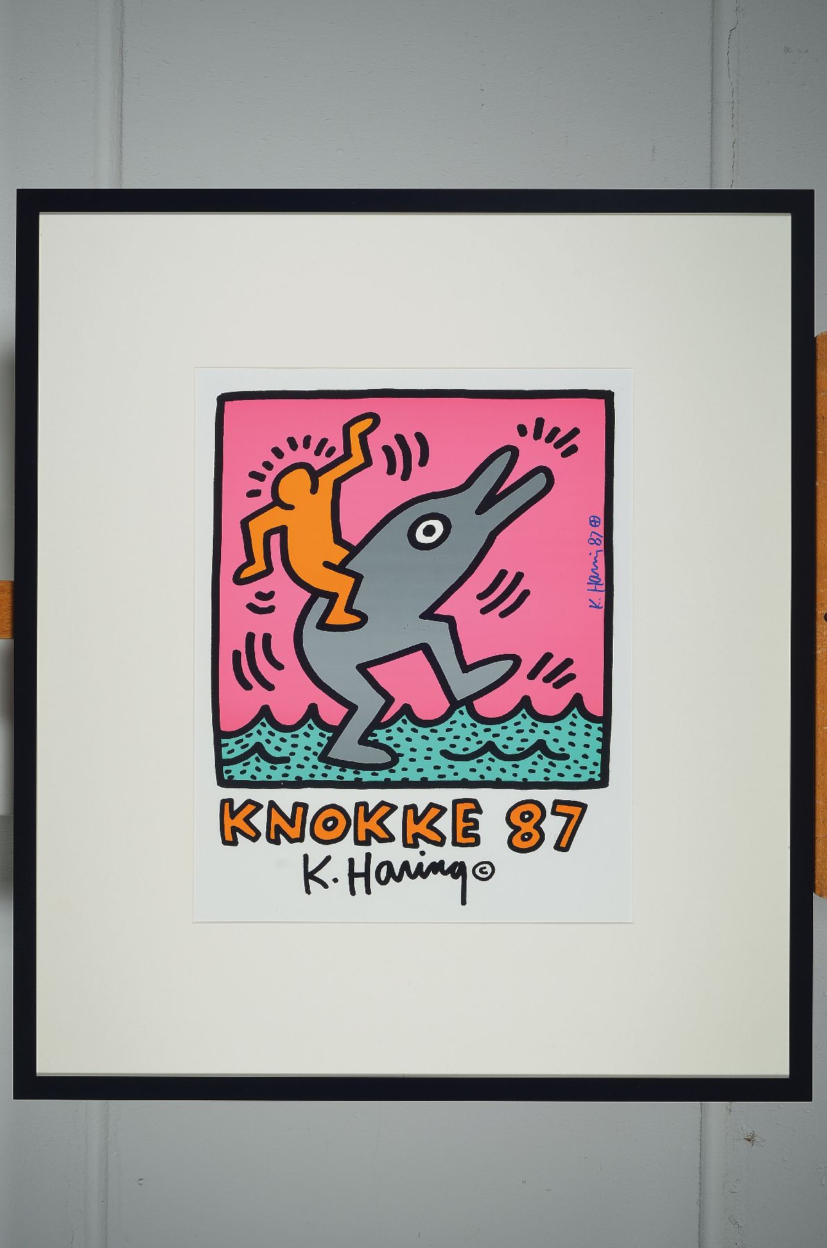 Detail a: Keith Haring, 1985 - 1990, Casino Knokke, 1987, handsigniert, Farbsiebdruck, ca. 48 x 38 cm, unter Glas, Rahmen, PP. ca. 80 x 70 cm