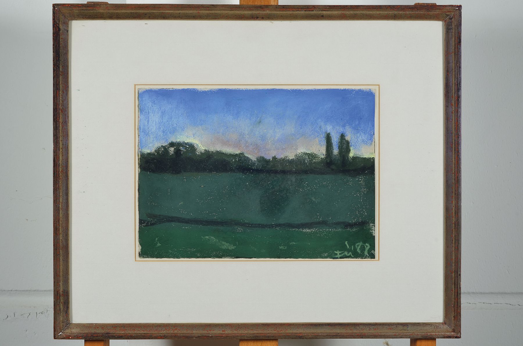 Detail a: Klaus Fussmann, geb. 1938 Velbert, Pastell auf Bütten, "Landschaft Gelting" 1988 monogrammiert und dat. 88, ca. 22 x 31 cm, unter Glas, ...