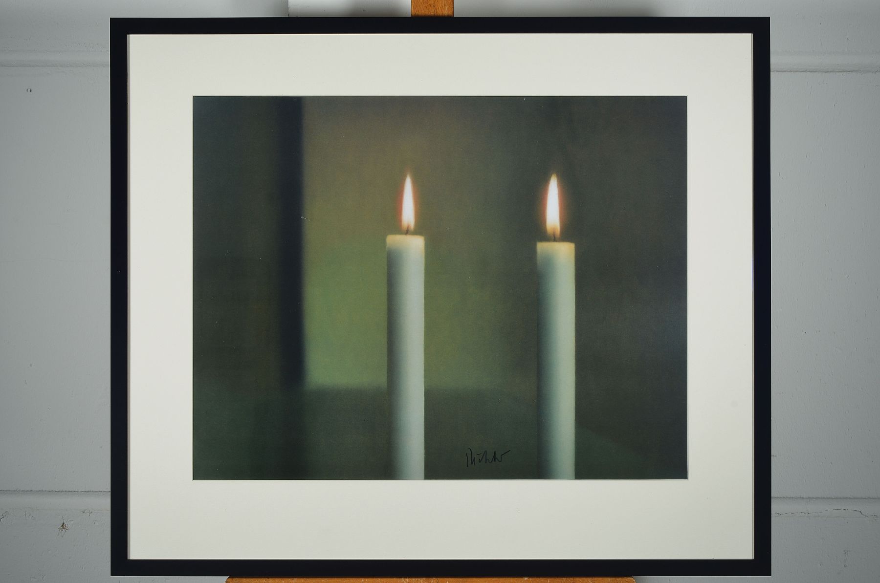 Detail a: Gerhard Richter, geb. 1932, Offset-Lithografie auf dünnen Matt-glänzendem Karton, Titel: "2 Kerzen", 1982, handsigniert, Hrsg. ...