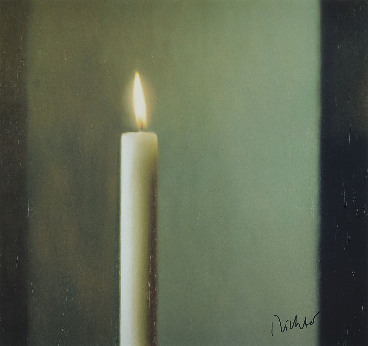Gerhard Richter, geb. 1932, Farboffset-Lithografie auf dünnem Karton, handsigniert, Titel: "Kerze", 2008, Hrsg. Museum Edinburgh, 2008, ...