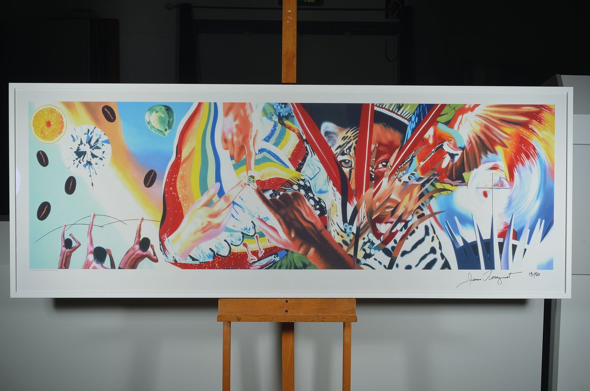 Detail k: James Rosenquist, 1933-2017, Farb-Pigmentdruck auf dickem Aquarellpapier, handsigniert und num. 13/50, aus 2014, 70 x 200 cm, unter Glas, Rahmen: 77 ...