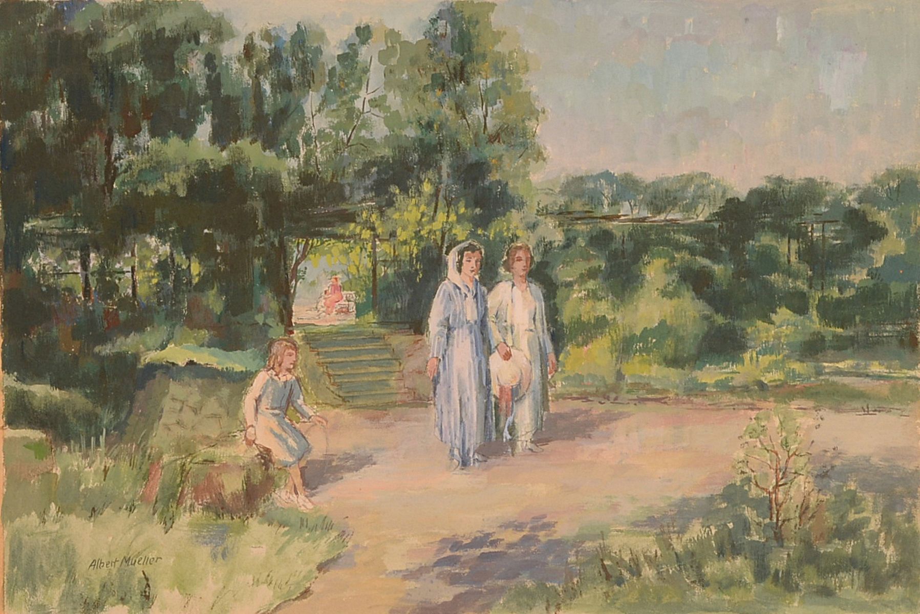 Albert Mueller, 1884-1963, Gouache, links unten sign., ca. 33x48 cm