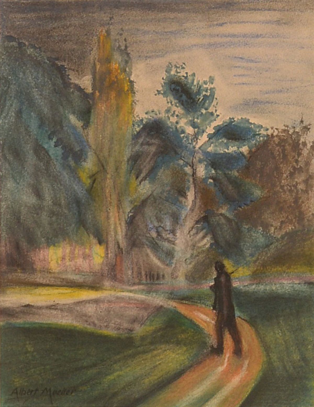 Albert Mueller, 1884-1963, Kreide, links unten sign., PP, unter Glas gerahmt, Gesamt ca. 54x47 cm