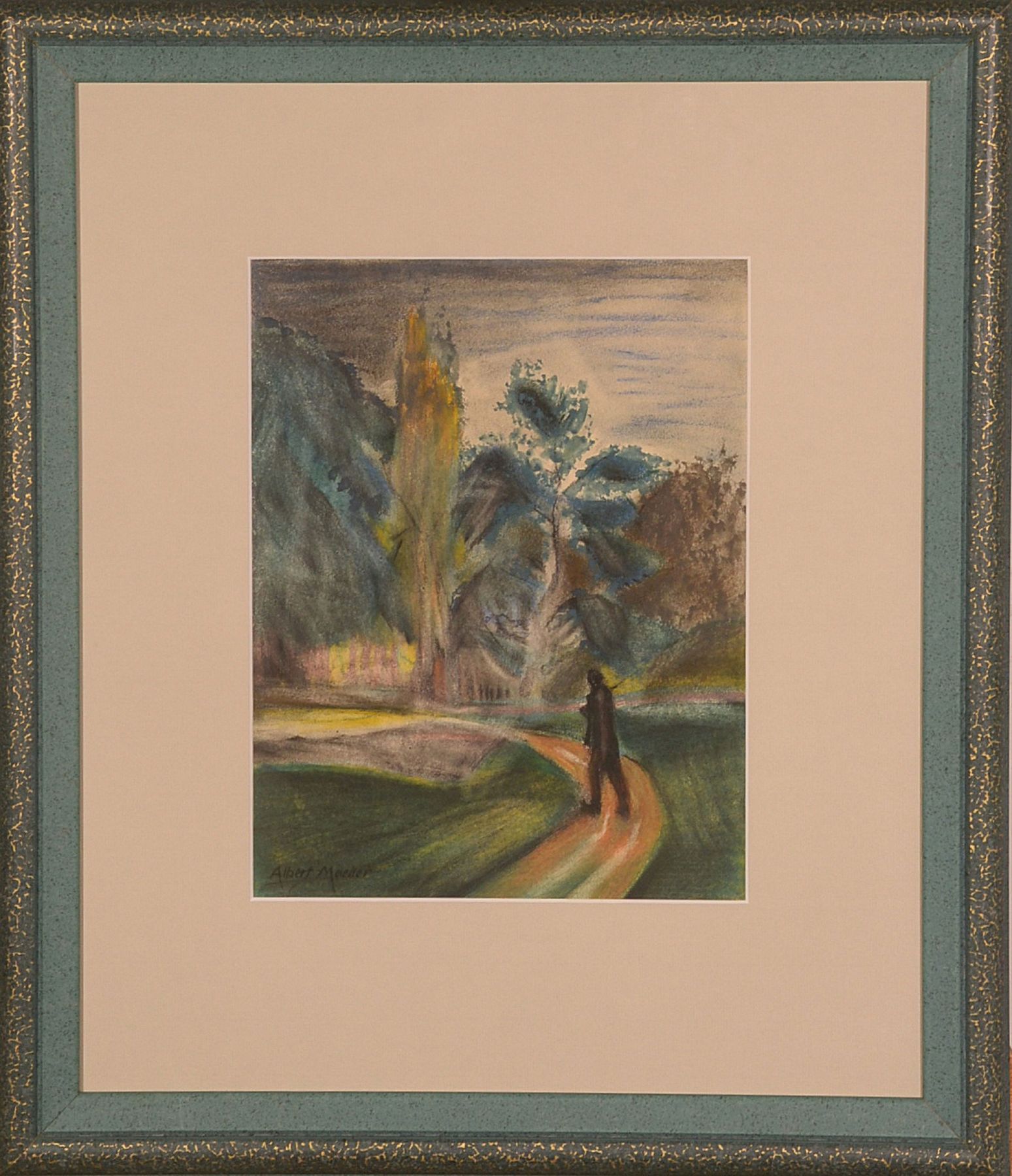 Detail a: Albert Mueller, 1884-1963, Kreide, links unten sign., PP, unter Glas gerahmt, Gesamt ca. 54x47 cm