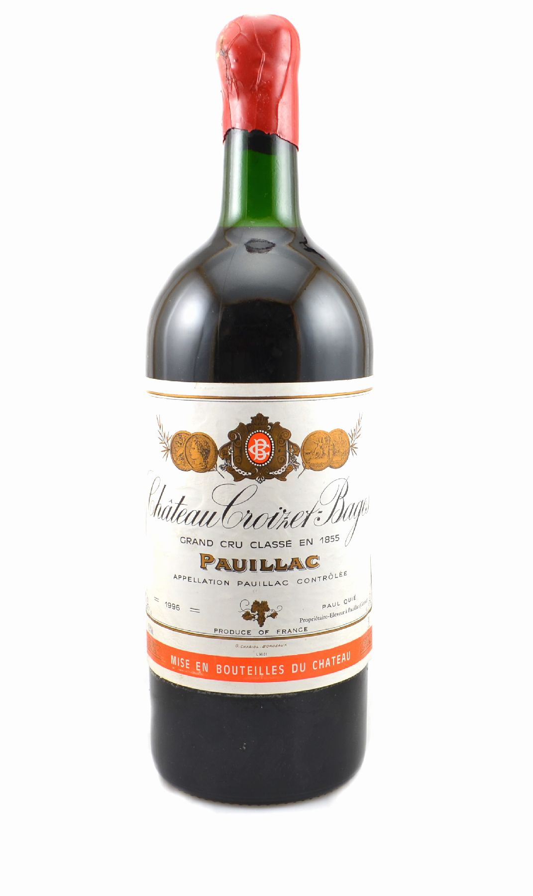 1 Doppelmagnumflasche 1996 Chateau Croizet-Bages, Grand Cru Classe, ca. 300 cl, 12,5 % Vol., Füllstand: top shoulder, guter Erhaltungszustand, ...