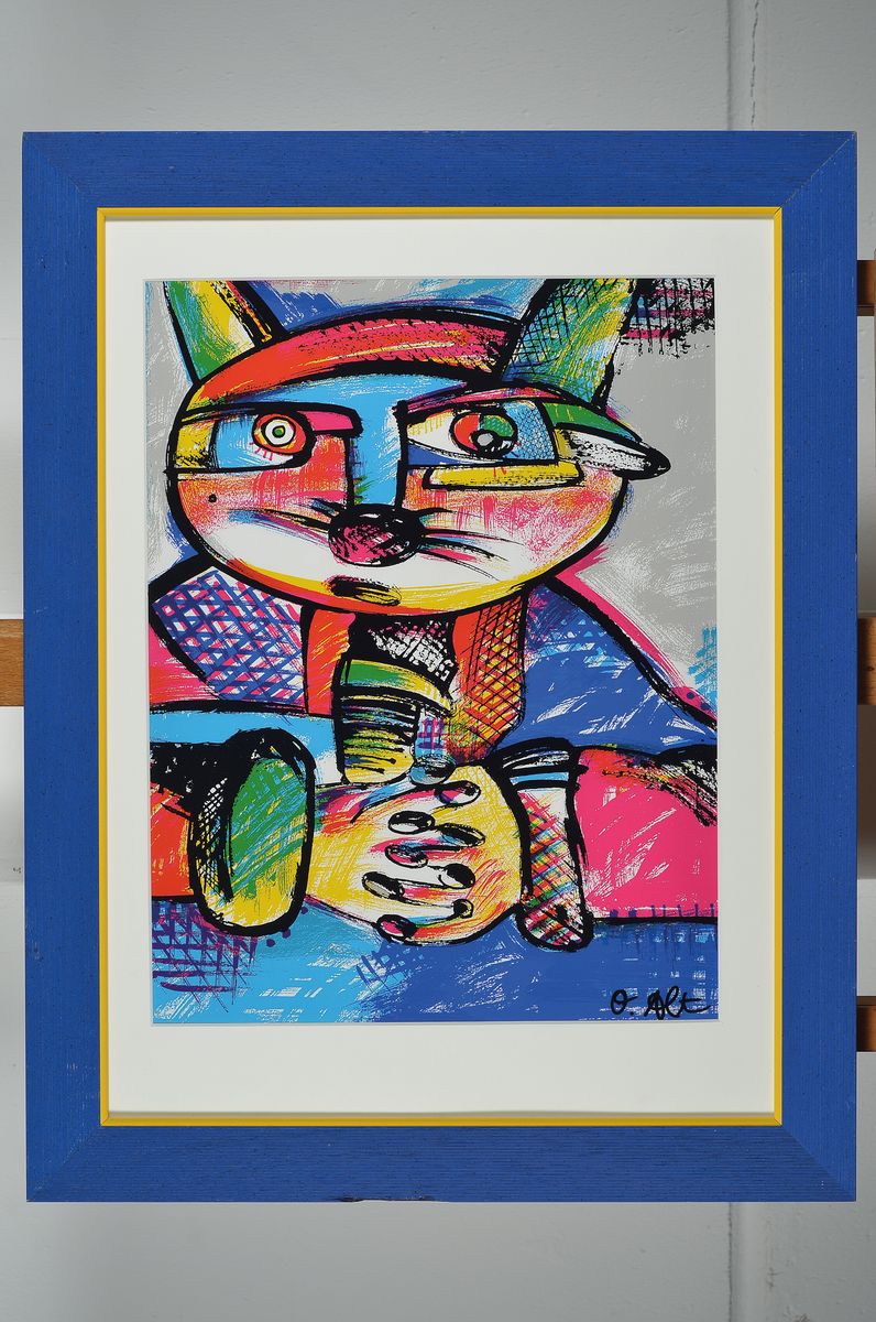 Detail k: Otmar Alt, geb. 1940 Wernigrode, Katze, Farbsiebdruck, handsigniert, ca. 46.5x36.5cm/63x48cm, u.Gl., R.