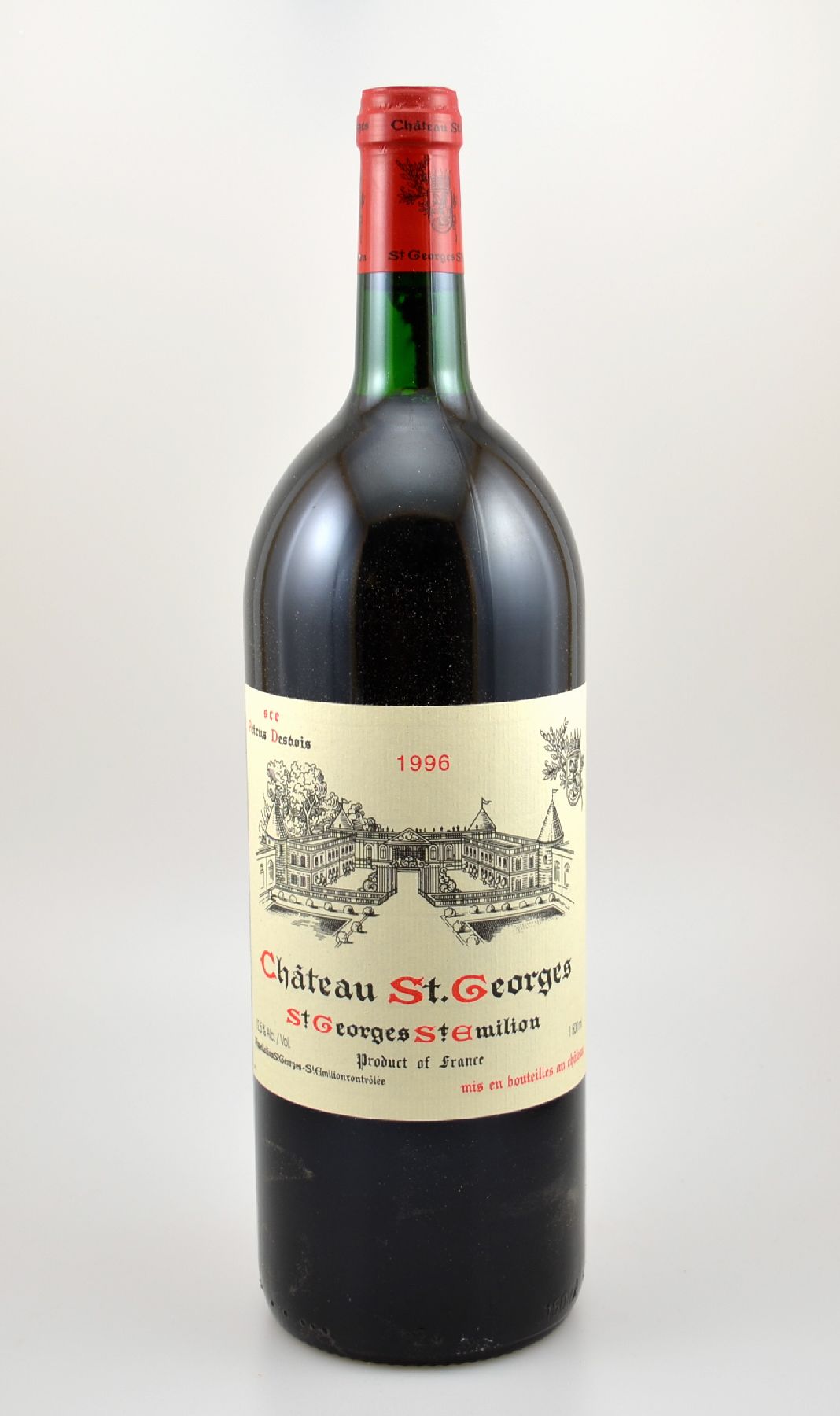 6 Magnumflaschen 1996 Chateau St. Georges, St. Georges St. Emilion, je ca. 150 cl, 12,5 % Vol., Füllstände: je ca. top shoulder, sehr gute ...